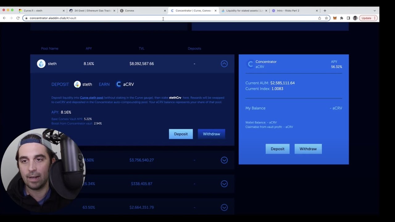 Curve stETH liquidity pool interface