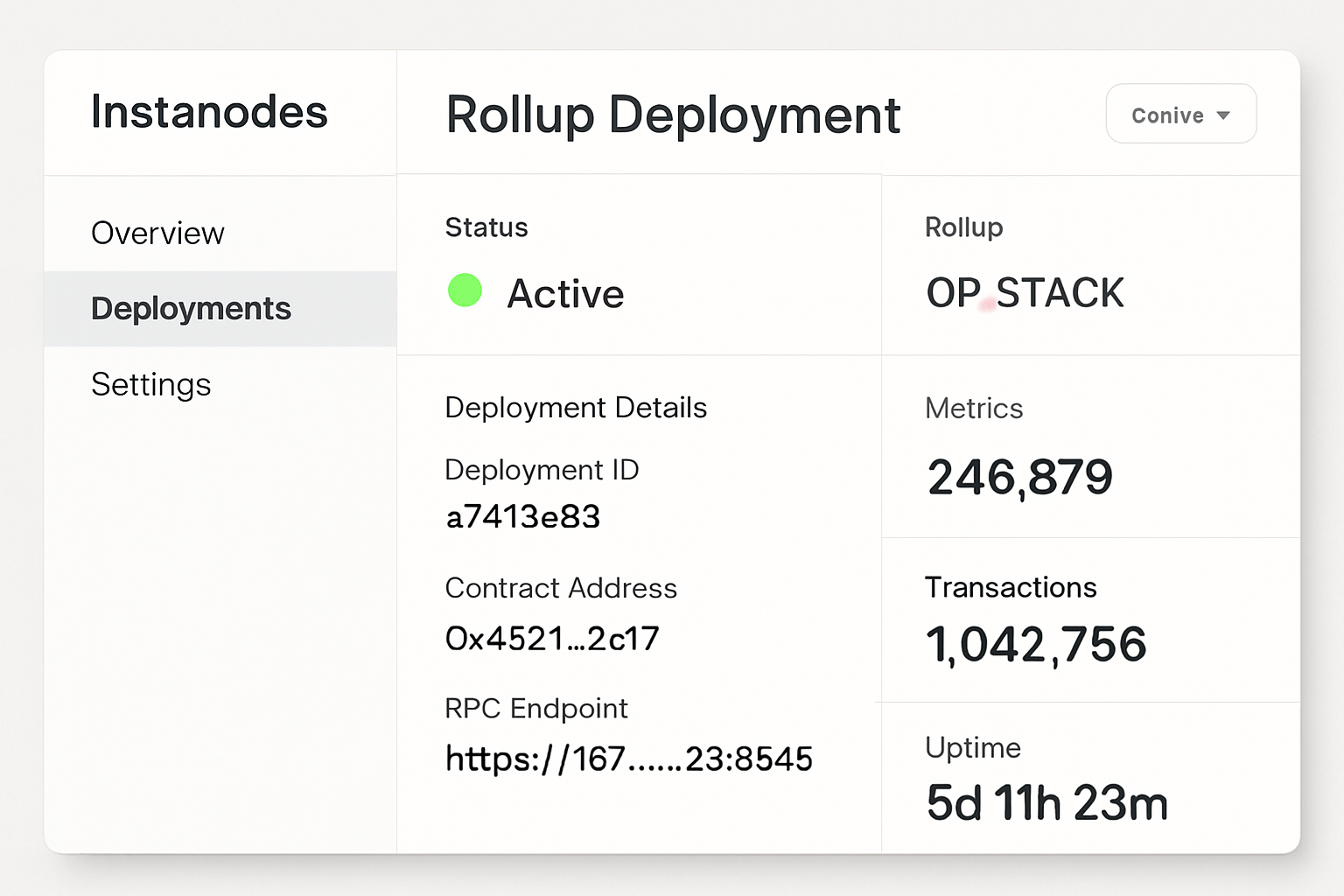 Instanodes rollup deployment dashboard