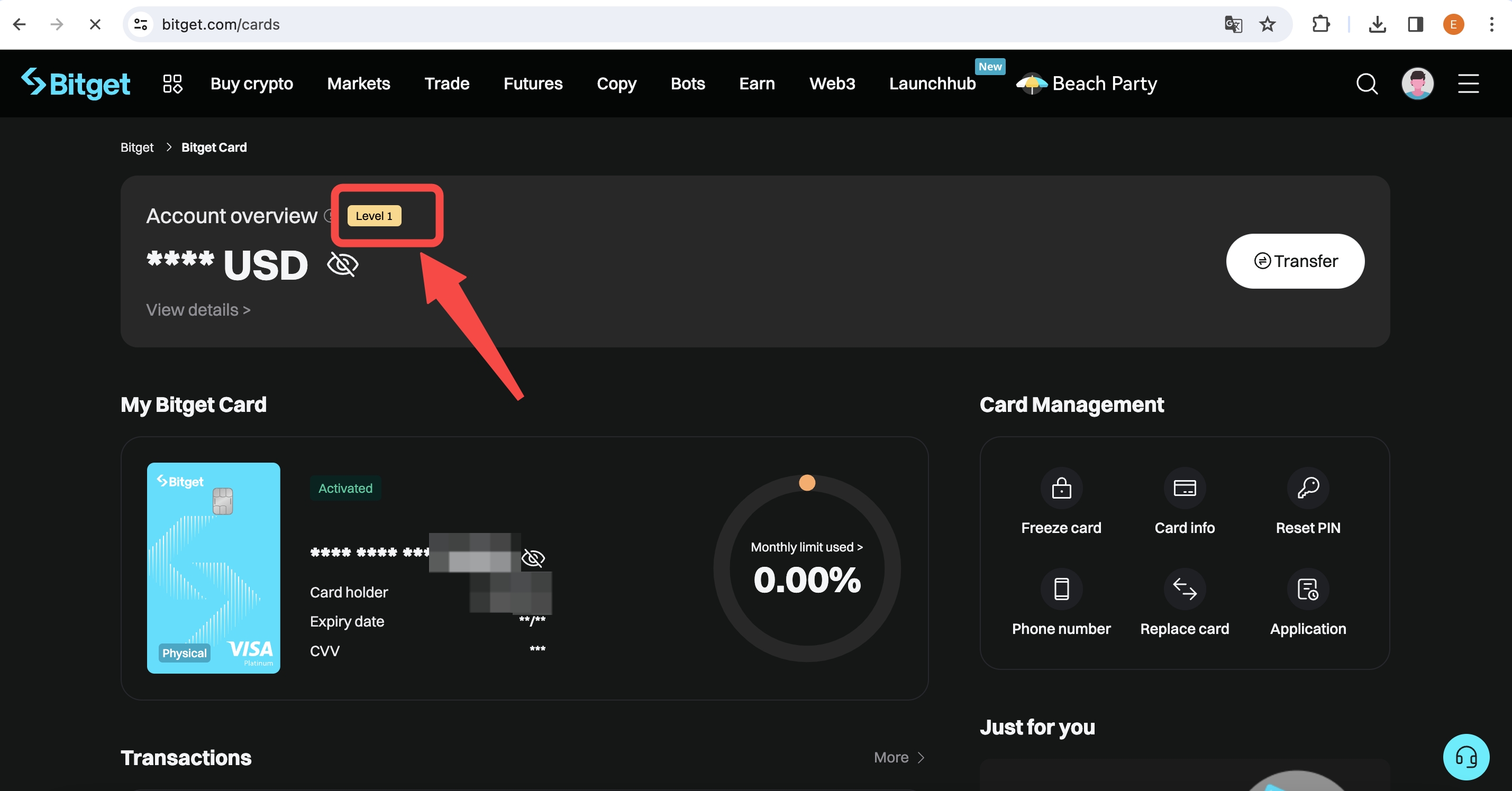 crypto card transaction limits