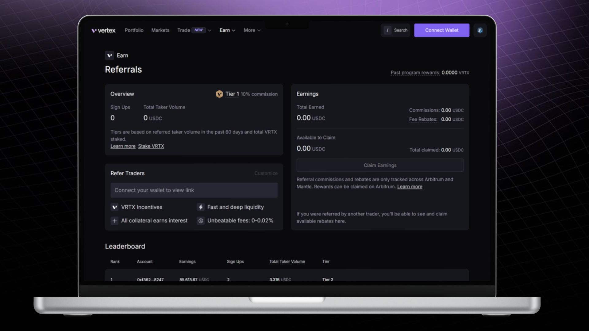 Vertex DEX interface