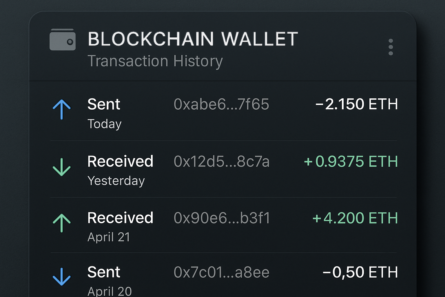 blockchain wallet transaction history screenshot