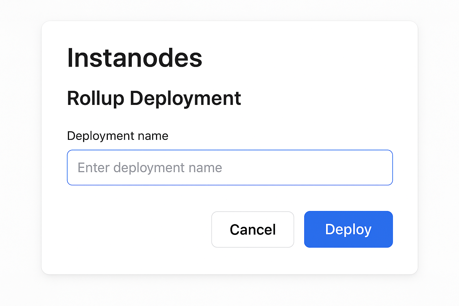 Instanodes rollup deployment interface