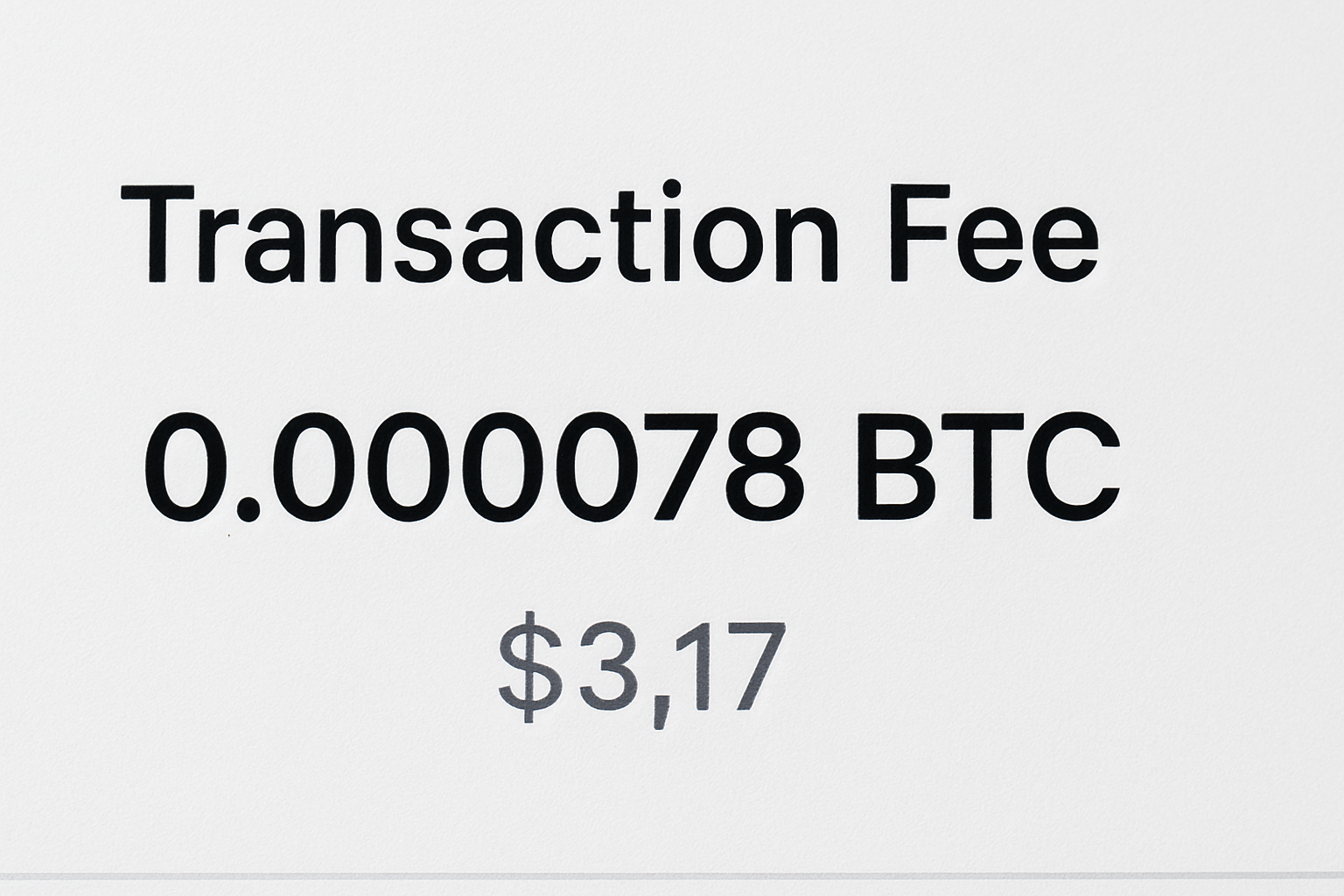 Bitcoin transaction fee screenshot