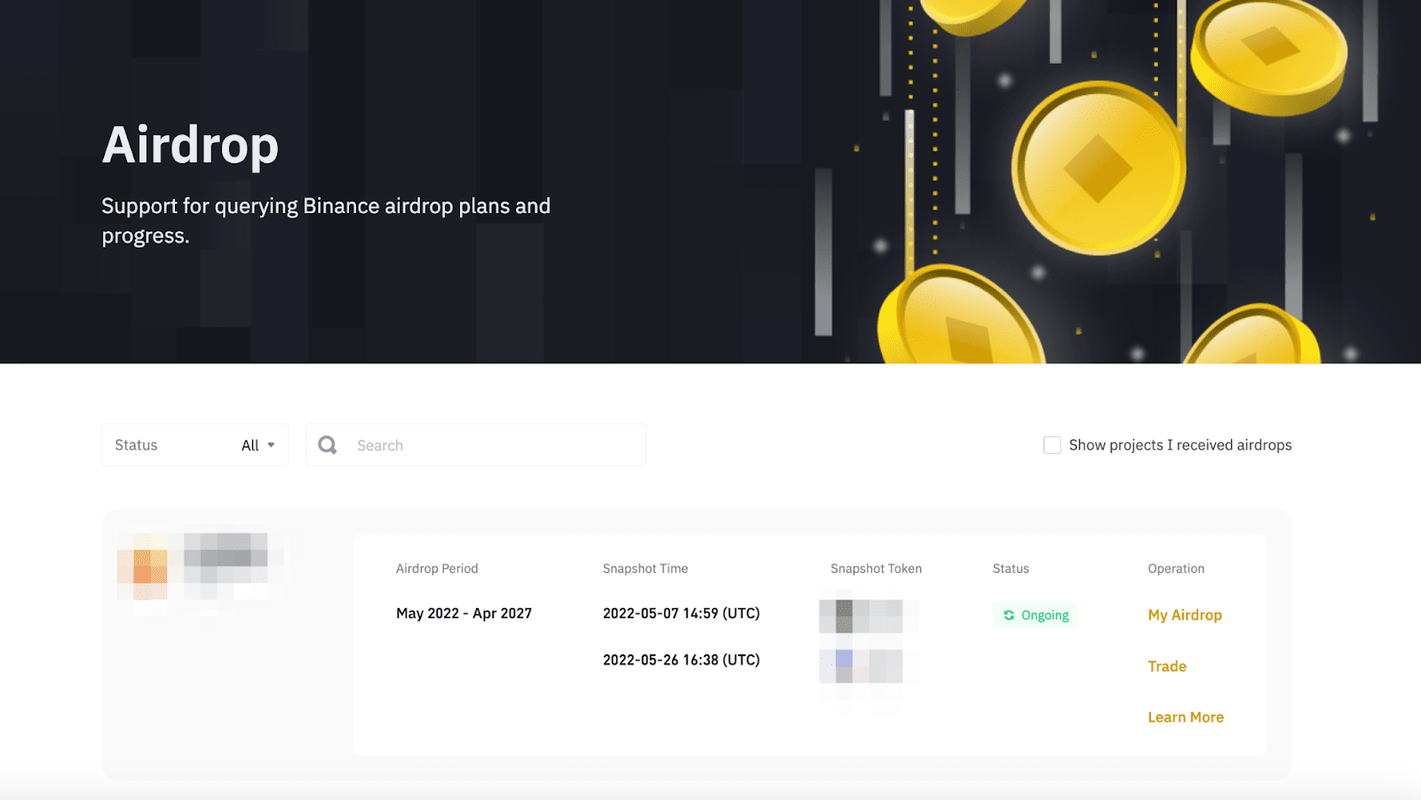 Binance Airdrop Portal interface