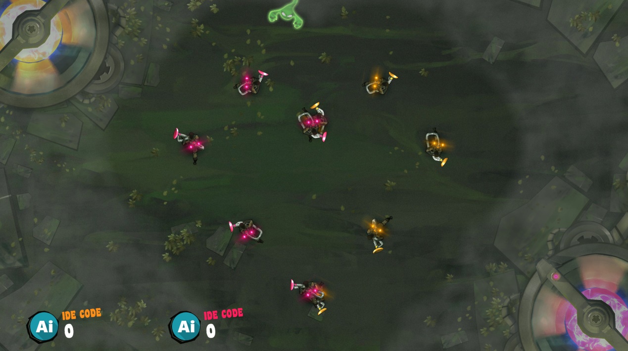 CodinGame AI contest battle screenshot