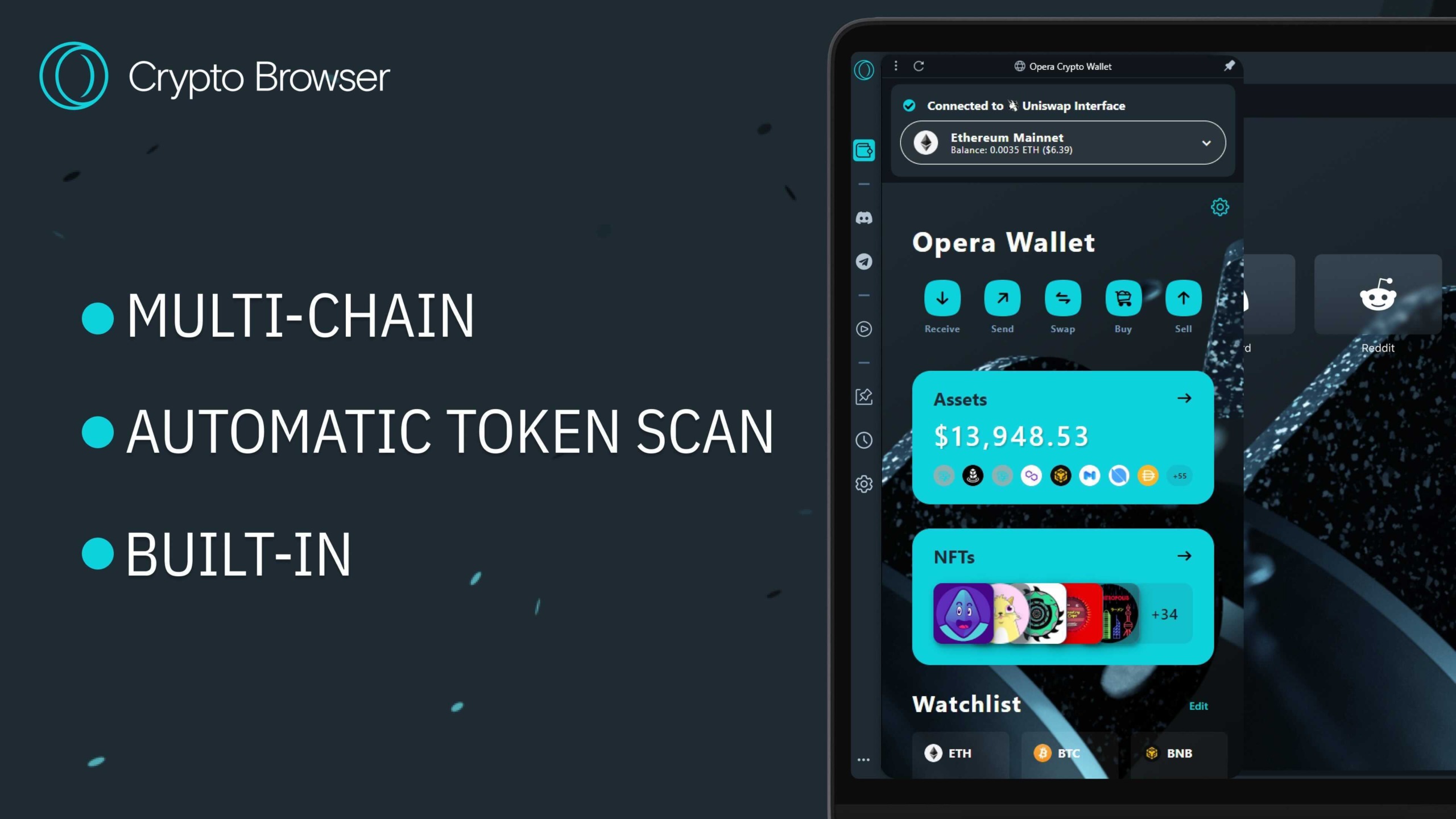 multi-chain crypto wallet interface