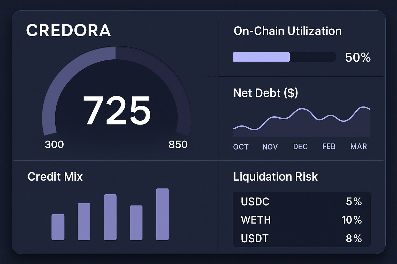 Credora on-chain credit score dashboard