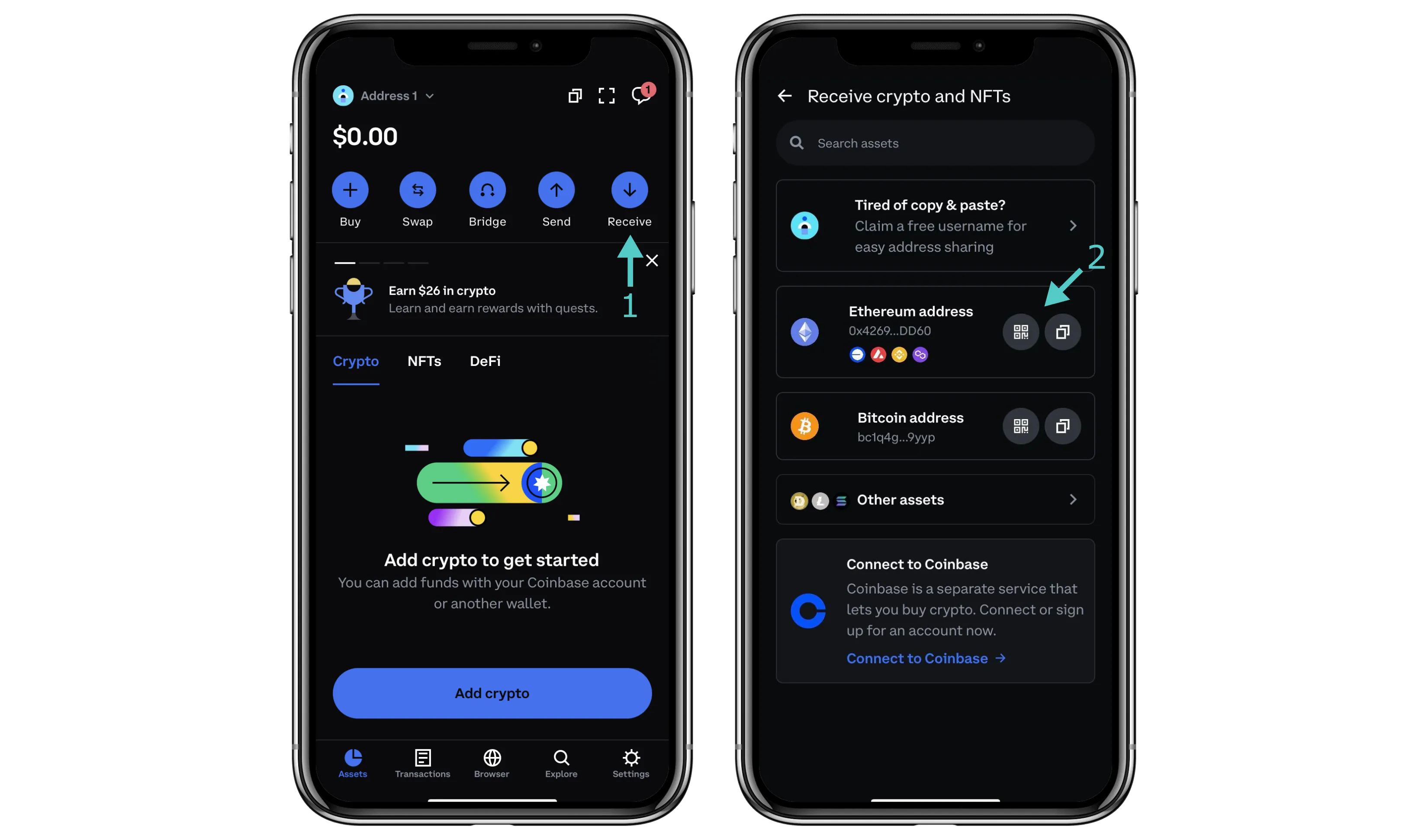 Coinbase app interface
