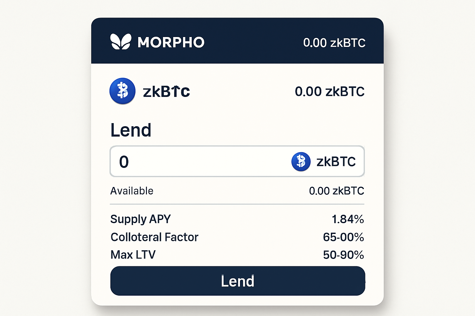 Morpho zkBTC lending interface