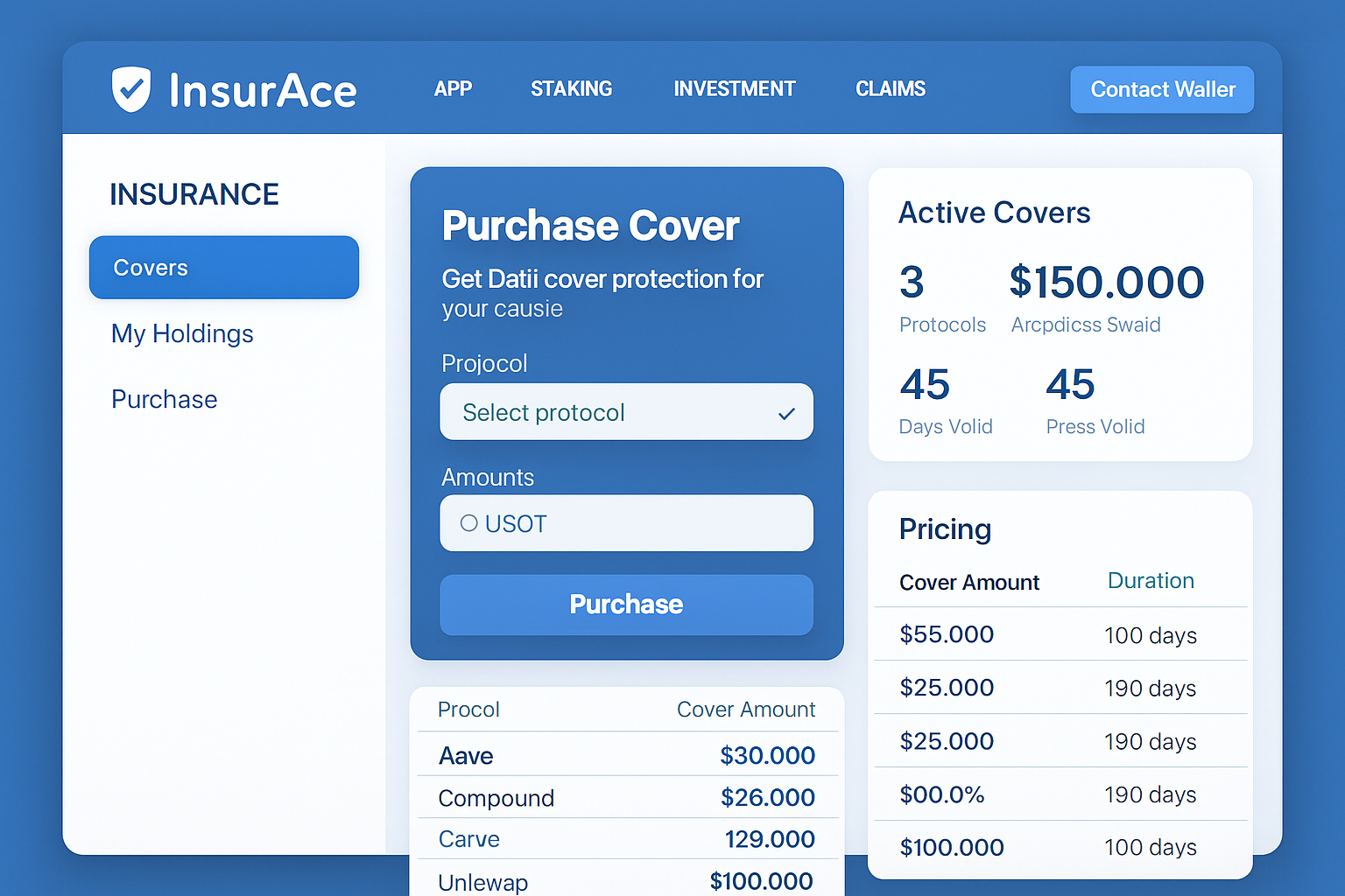 InsurAce DeFi insurance interface