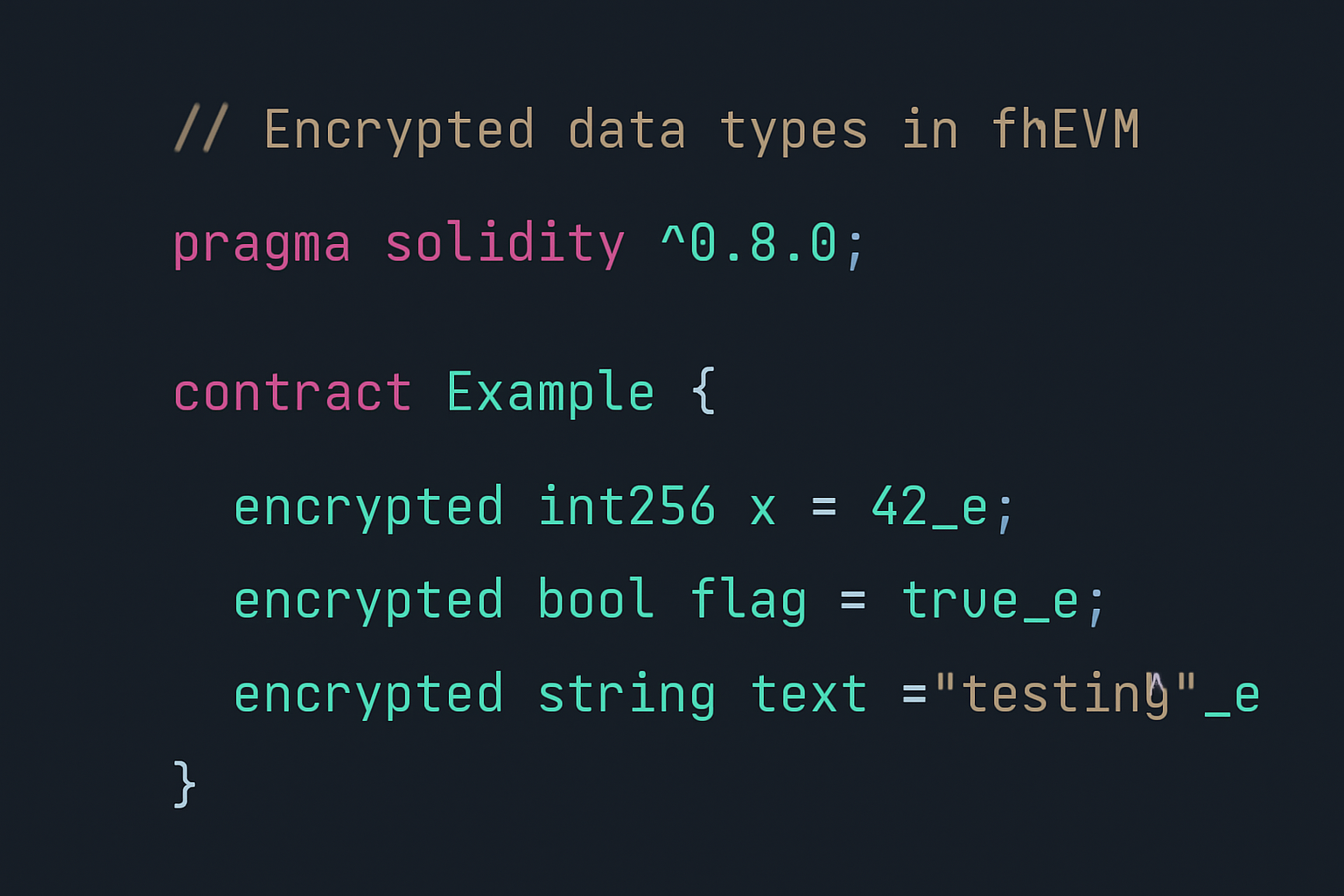 Solidity code encrypted data types fhEVM