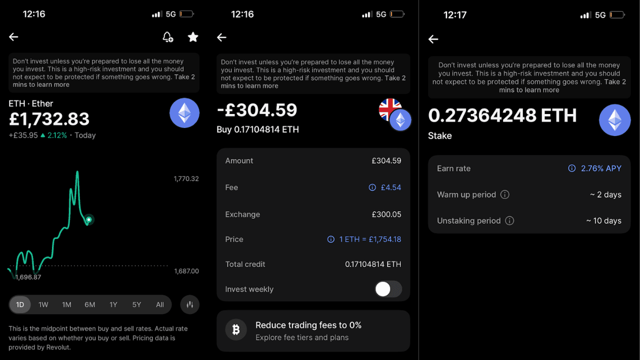 Revolut crypto app screenshot
