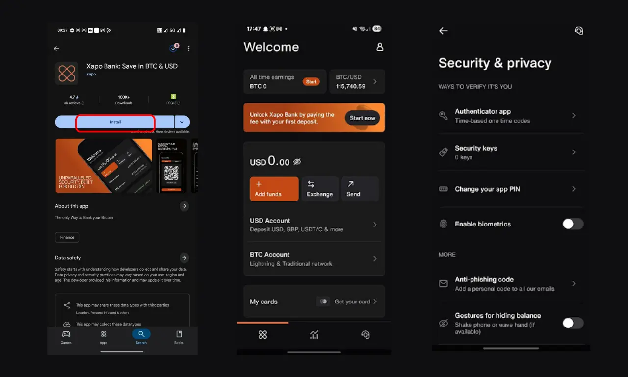 Xapo Bank bitcoin banking app