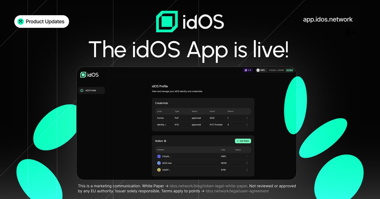 idOS self-sovereign identity dashboard