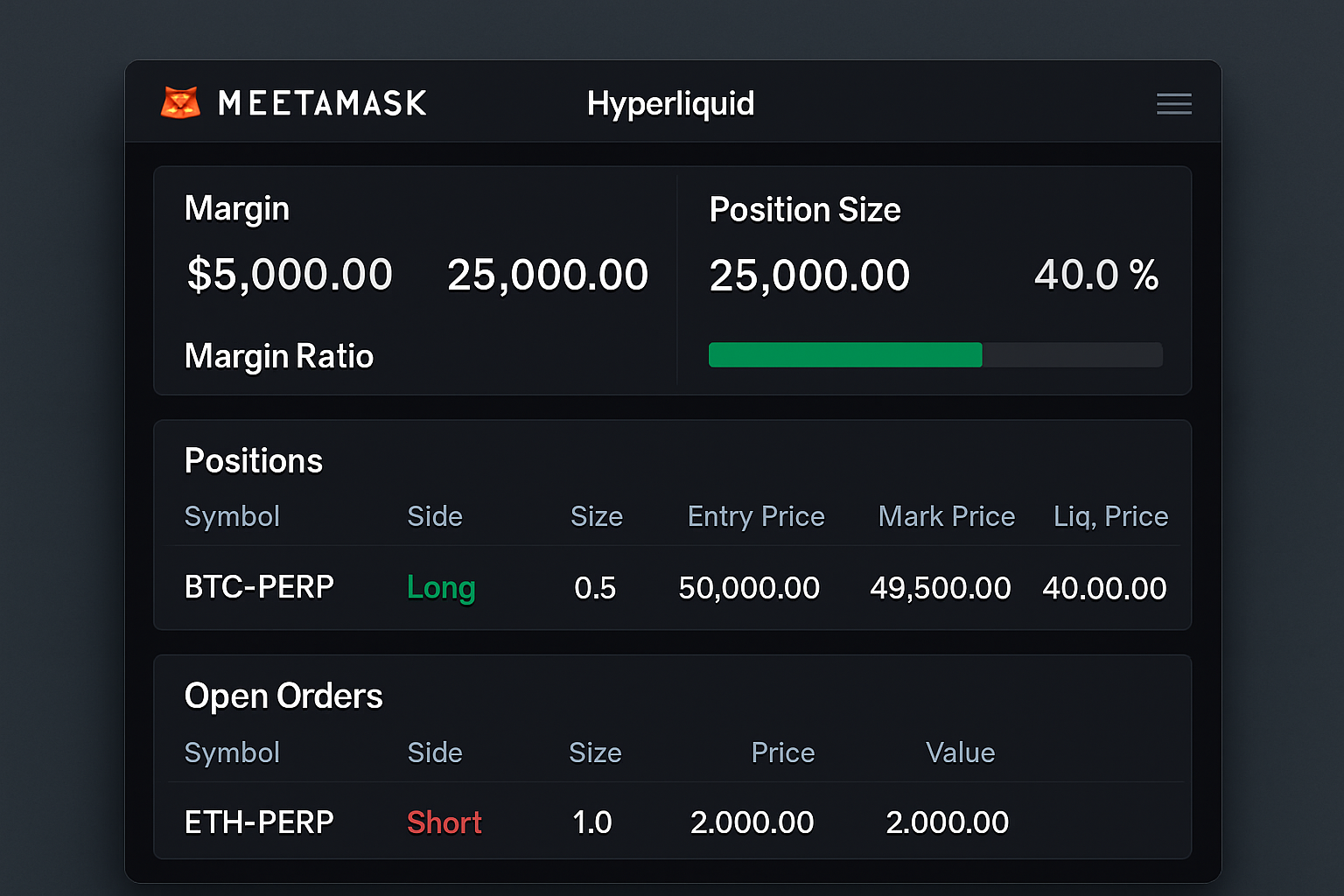MetaMask Hyperliquid margin and position monitoring