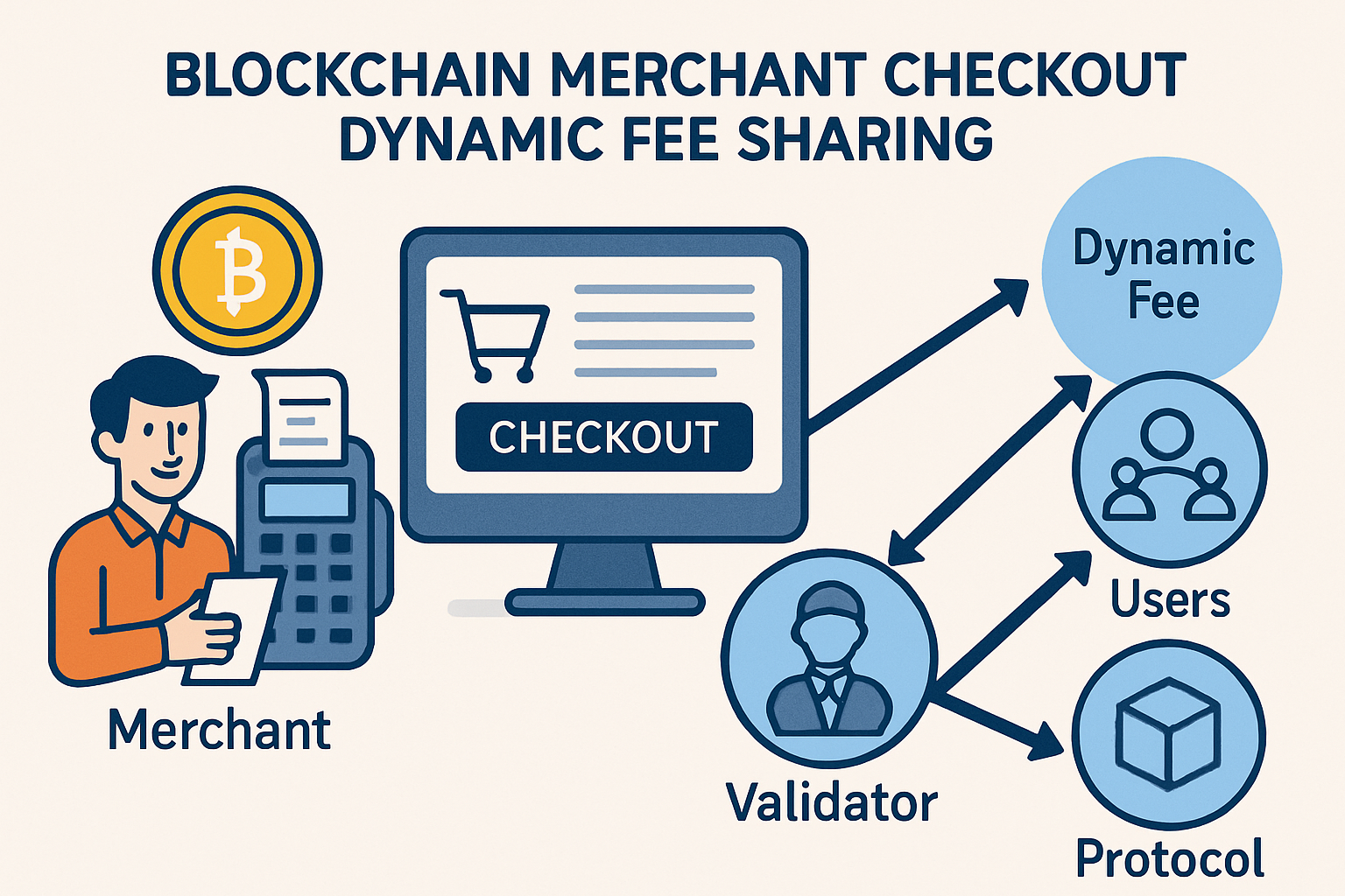 blockchain merchant checkout dynamic fee sharing