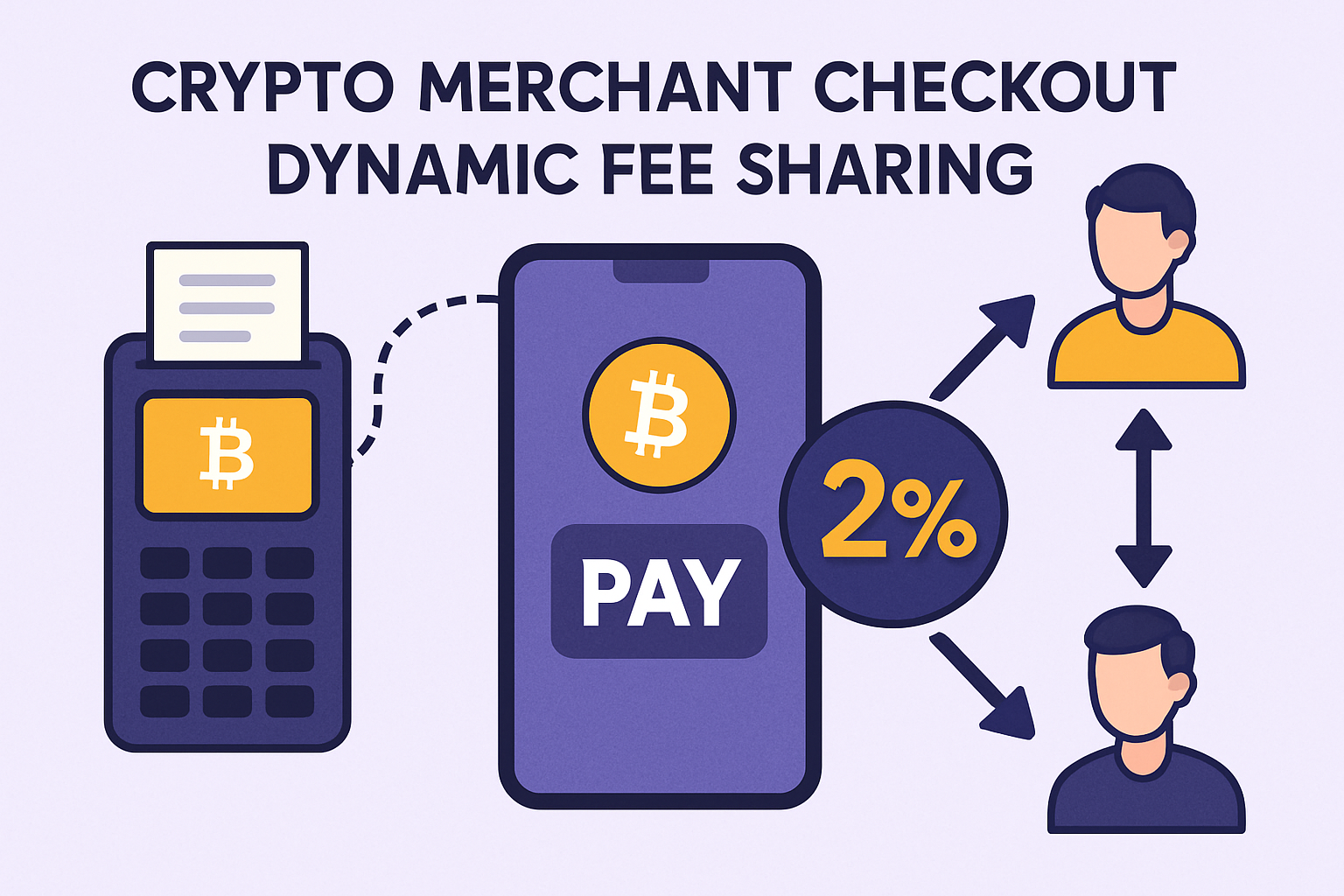 crypto merchant checkout dynamic fee sharing