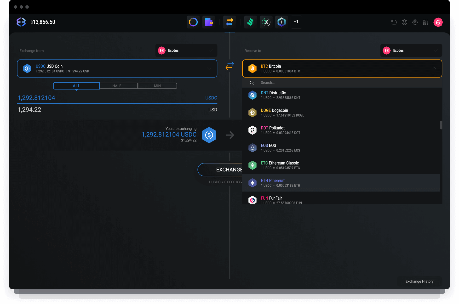 USDC stablecoin in crypto wallet