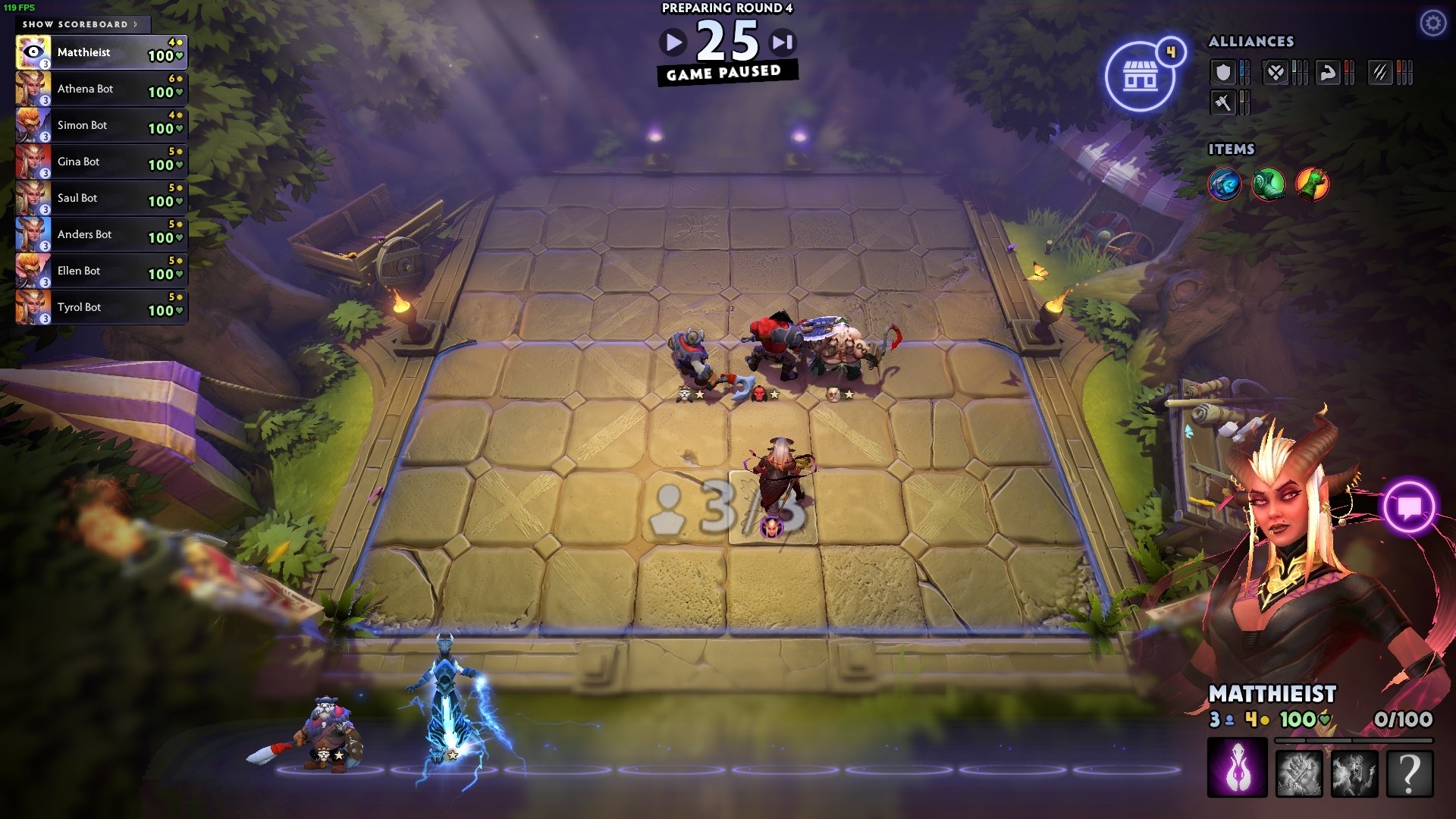 Dota Underlords gameplay interface 2025