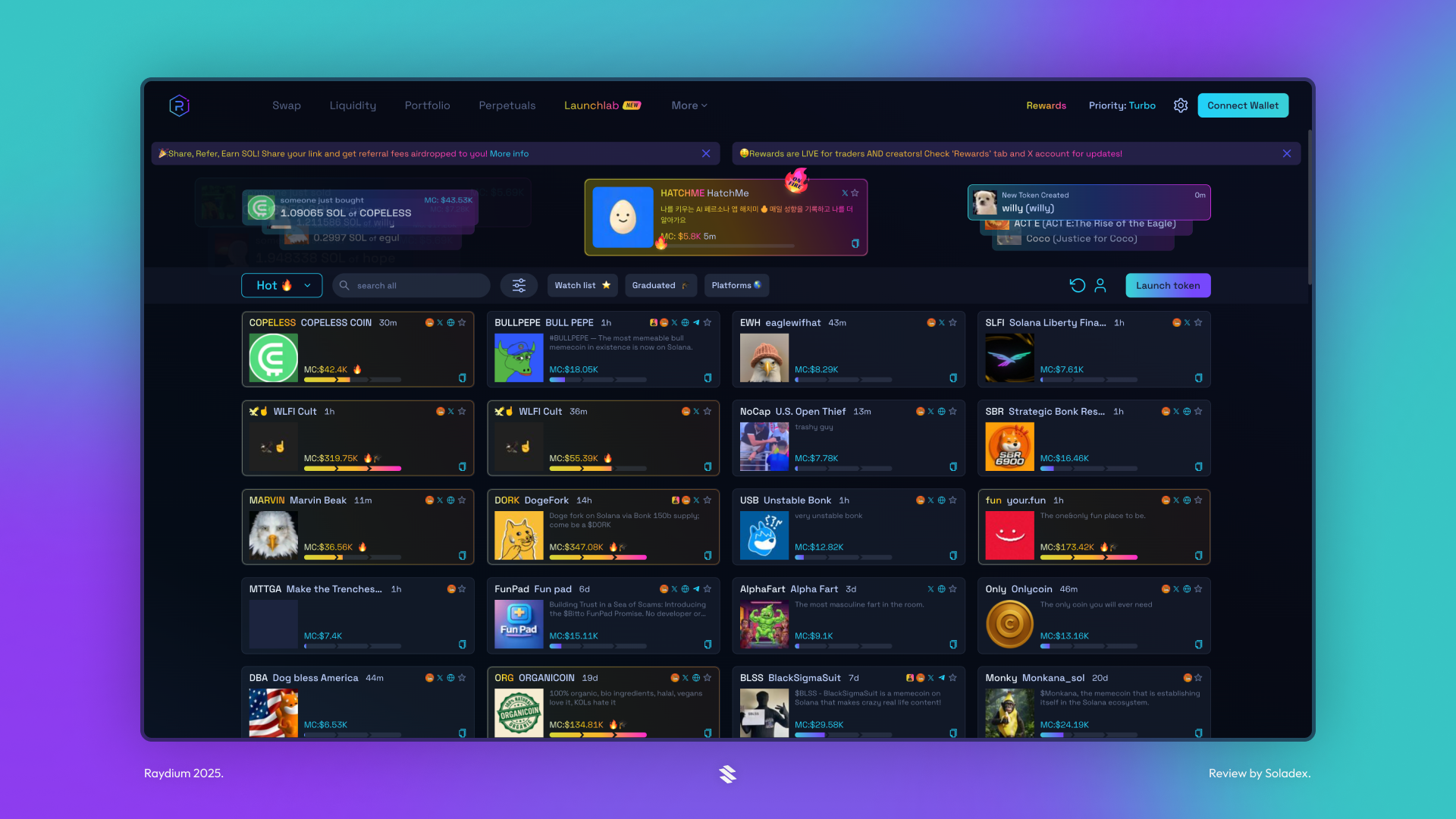 Raydium Solana token trading interface