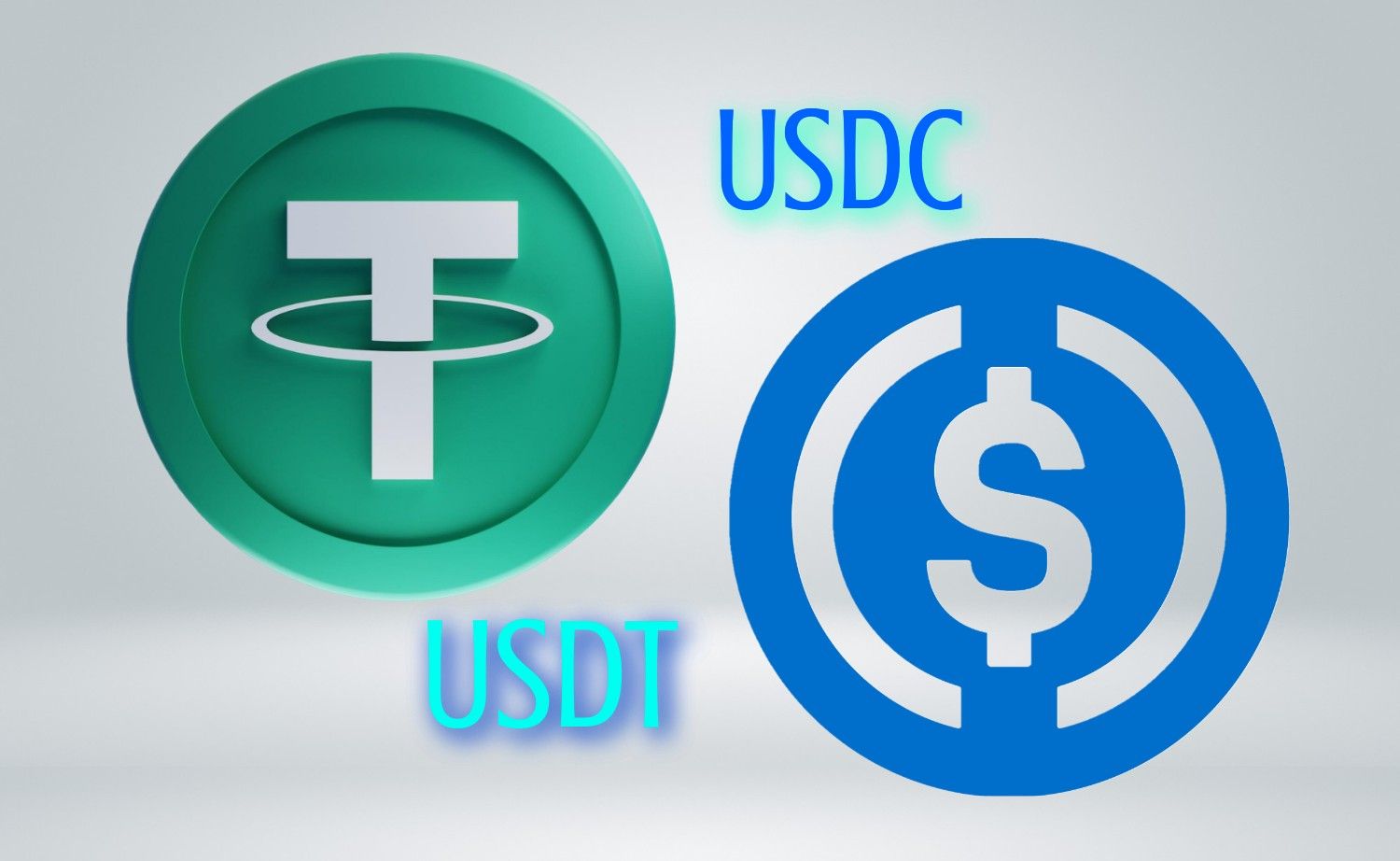 USDC and USDT stablecoin logos