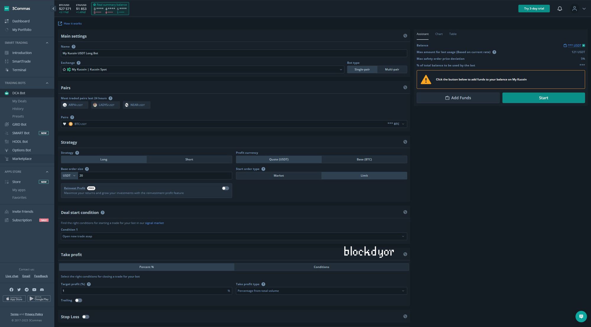 3Commas crypto trading bot risk management features