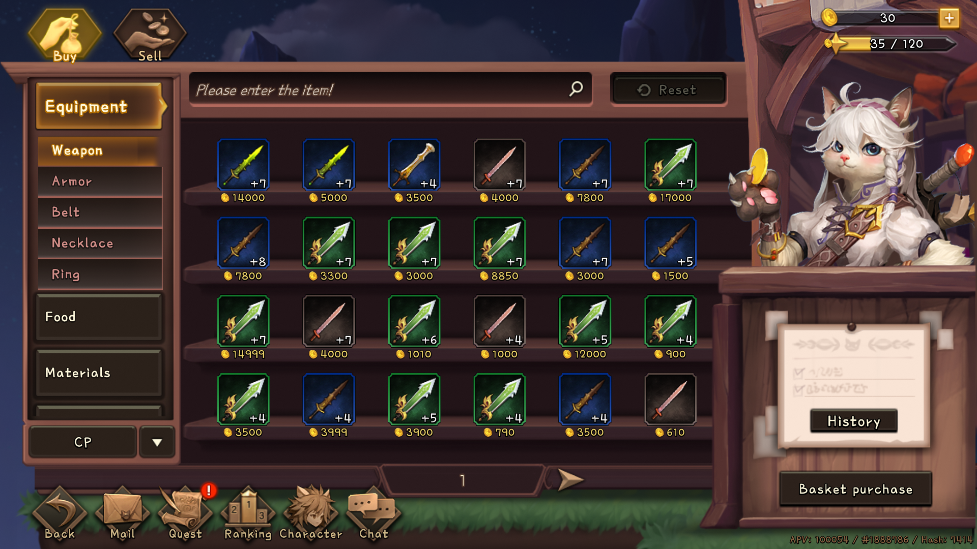 Nine Chronicles NFT marketplace screenshot