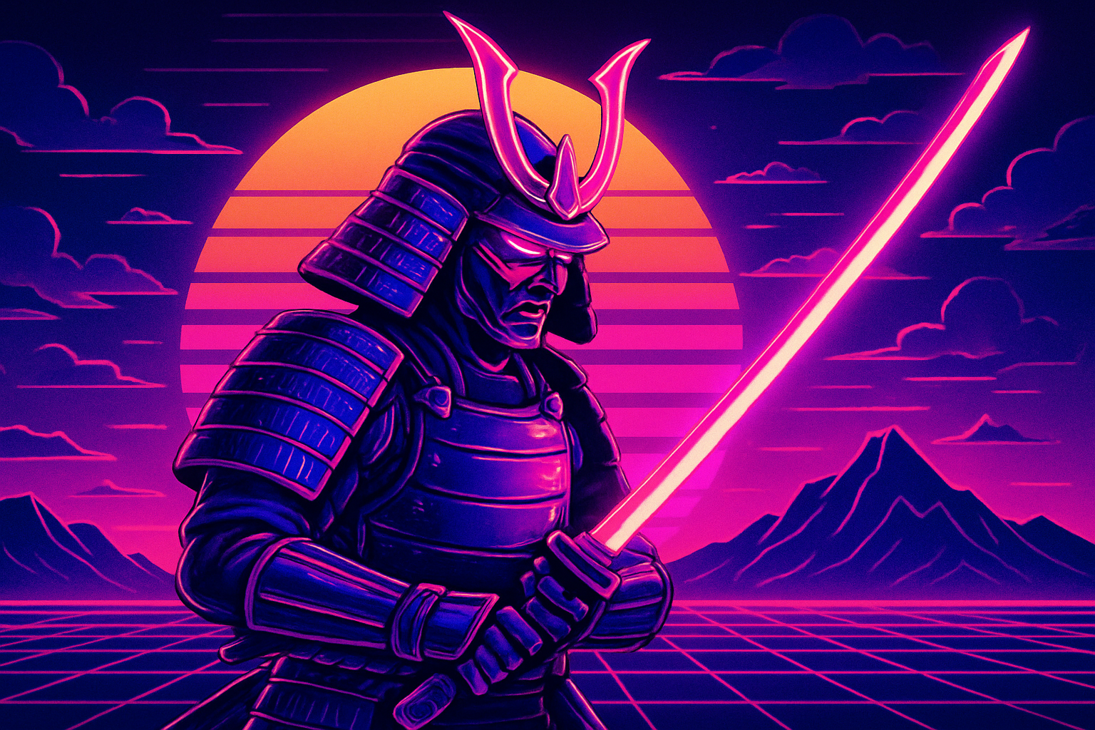 Synthwave Samurai game art