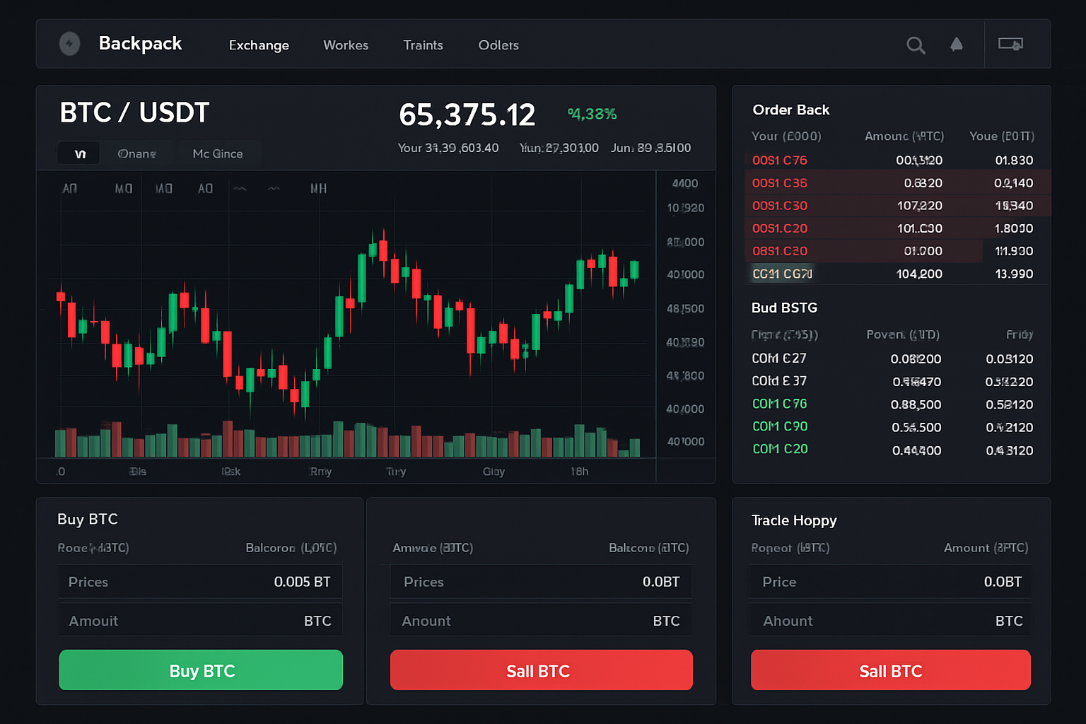Backpack Exchange trading interface