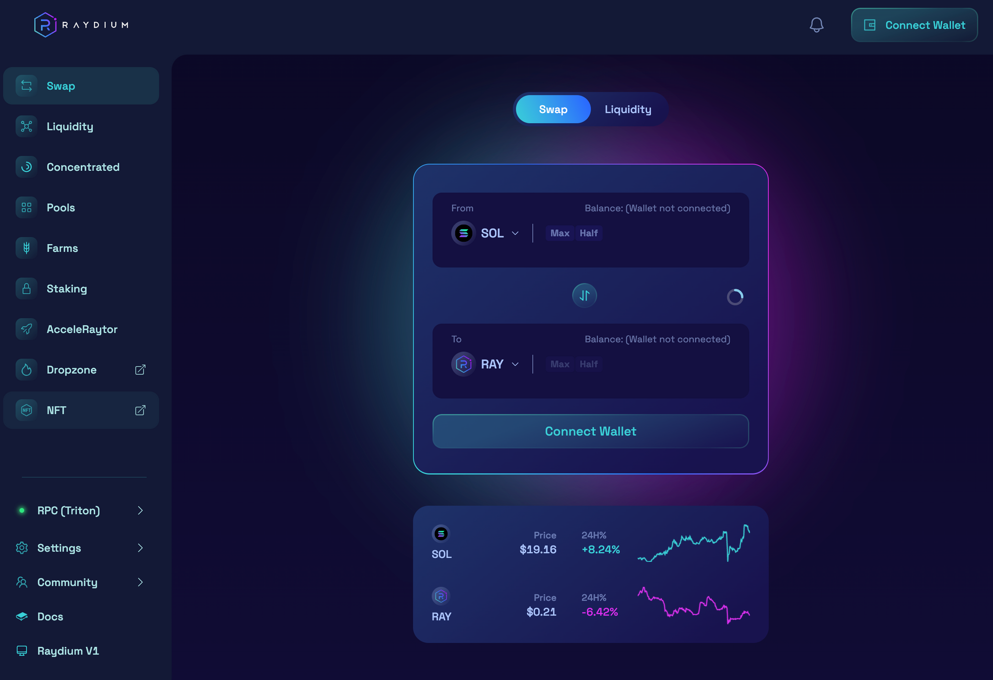 Solana DeFi instant swaps interface