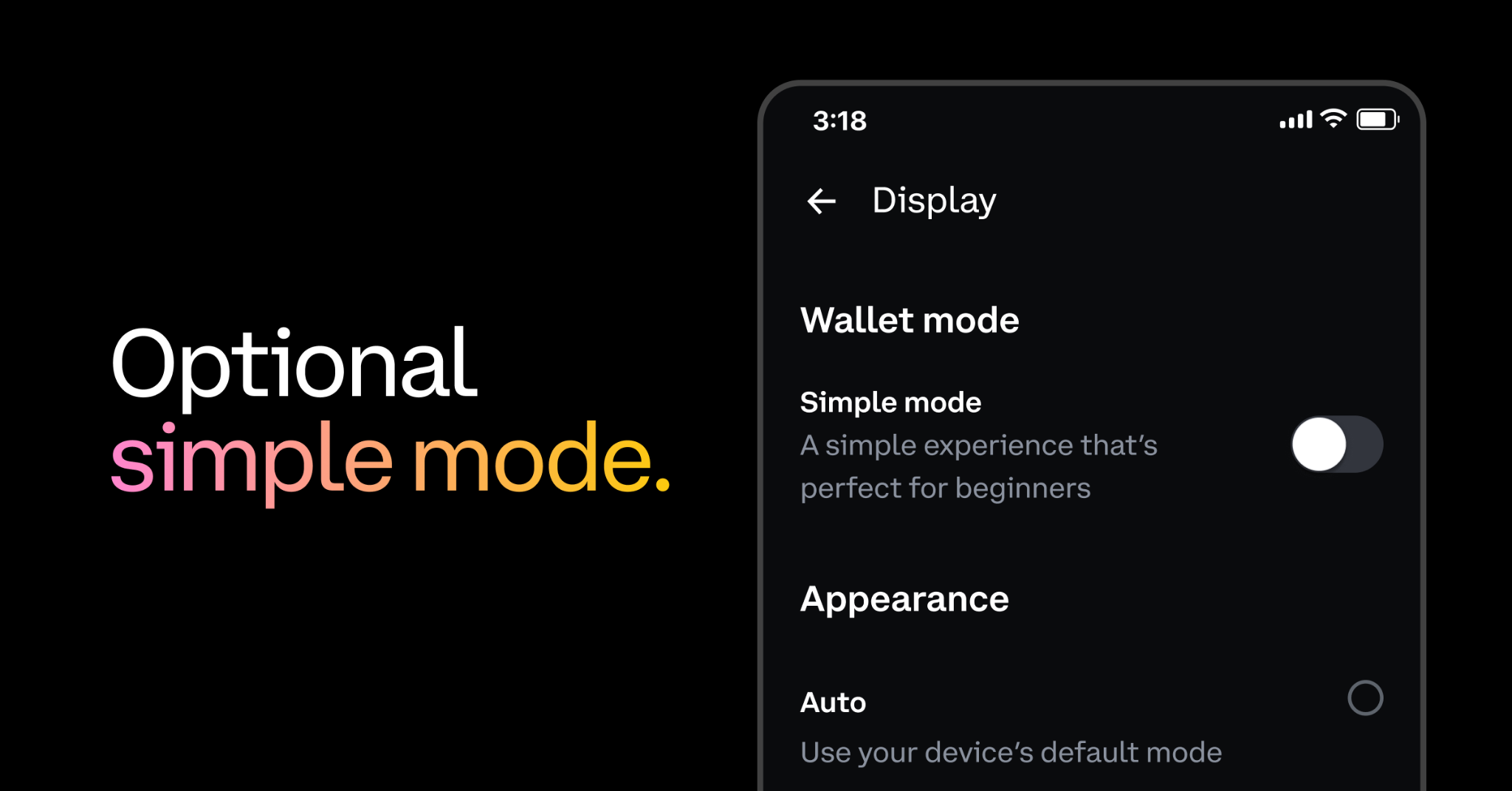Coinbase Wallet Simple Mode USDC transfer screenshot