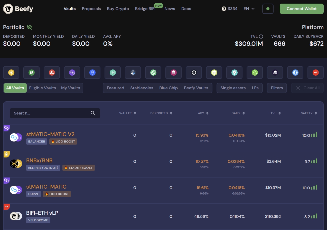 Beefy Finance Base blockchain vault interface