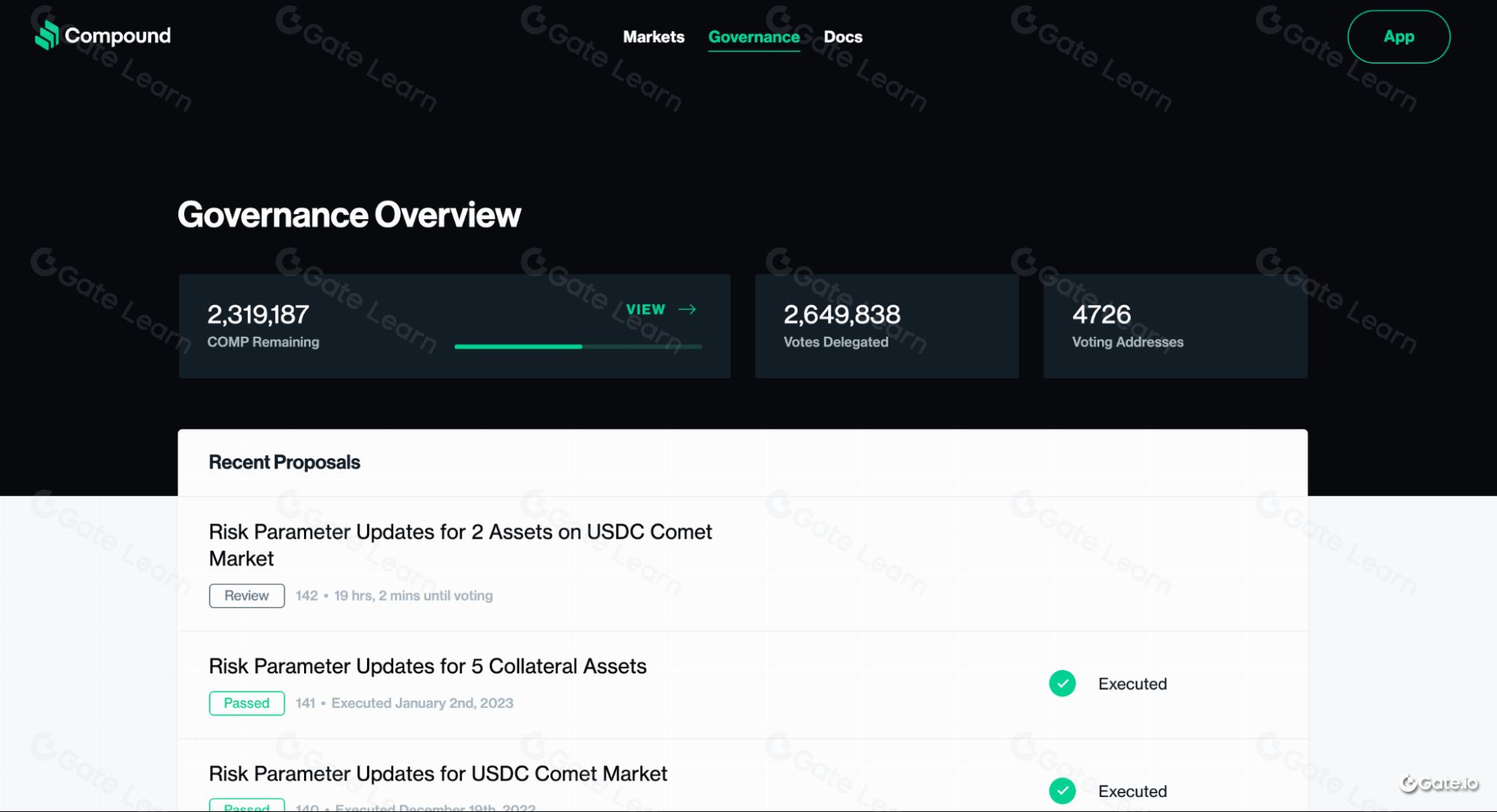Compound governance voting interface