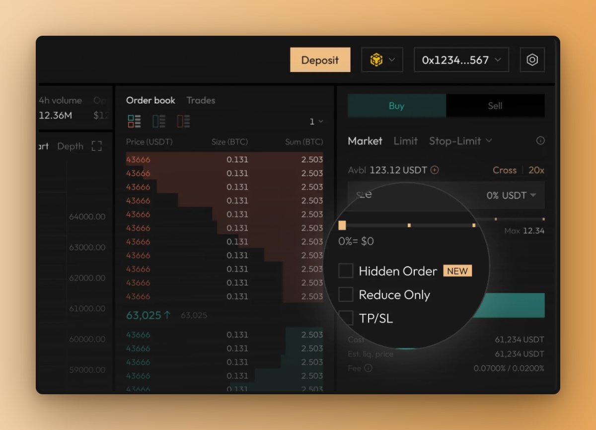 Aster perpetual contract trading interface screenshot
