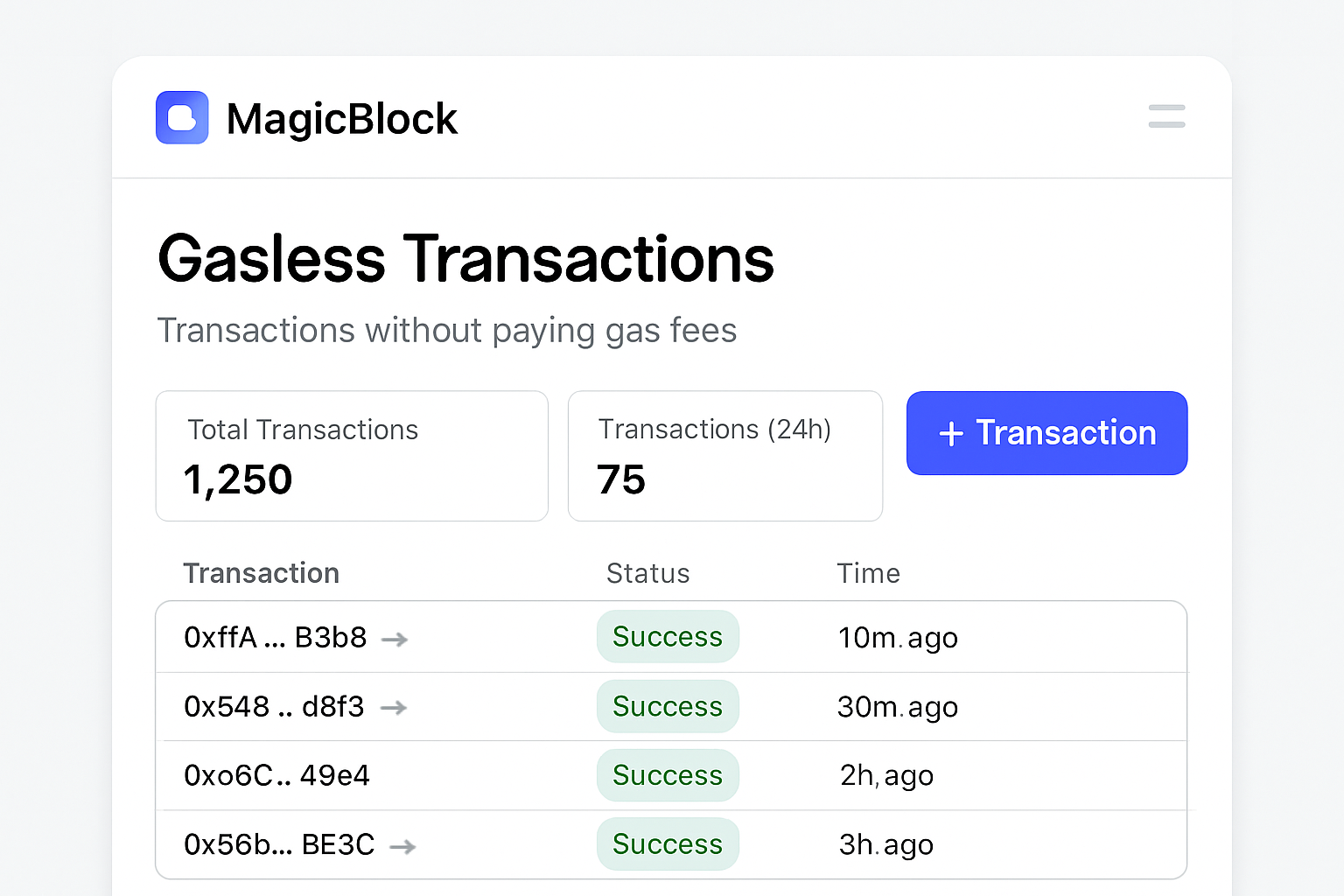 MagicBlock gasless transactions interface