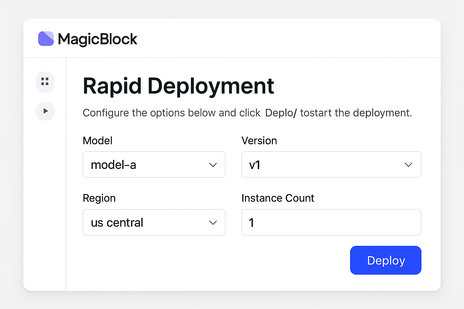 MagicBlock rapid deployment interface