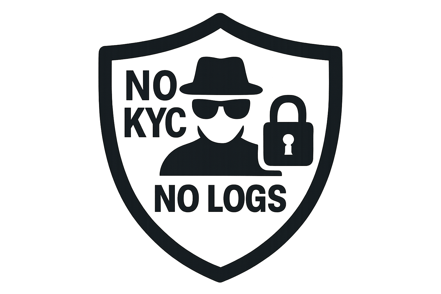 No KYC no logs privacy shield icon