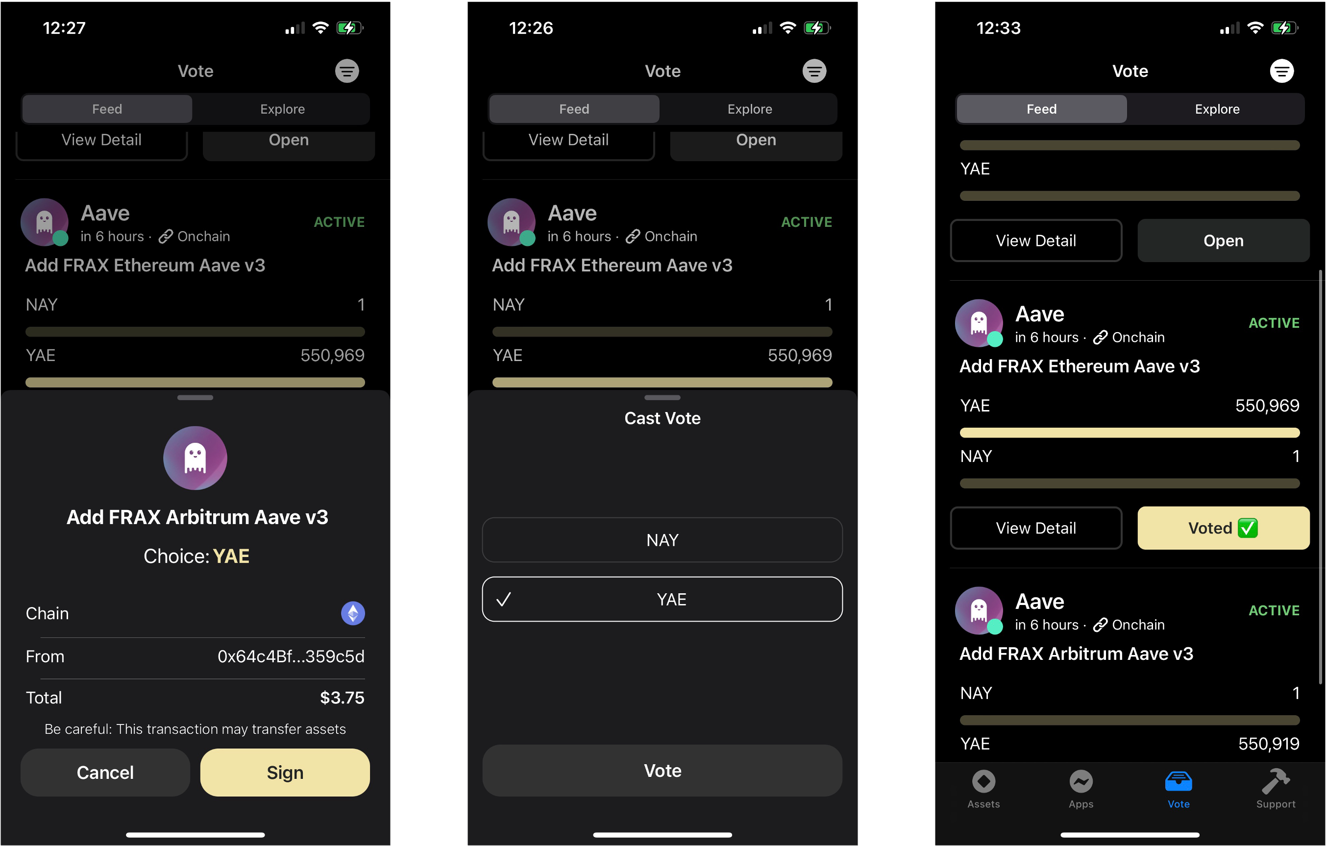 Constellation Network DAO voting interface