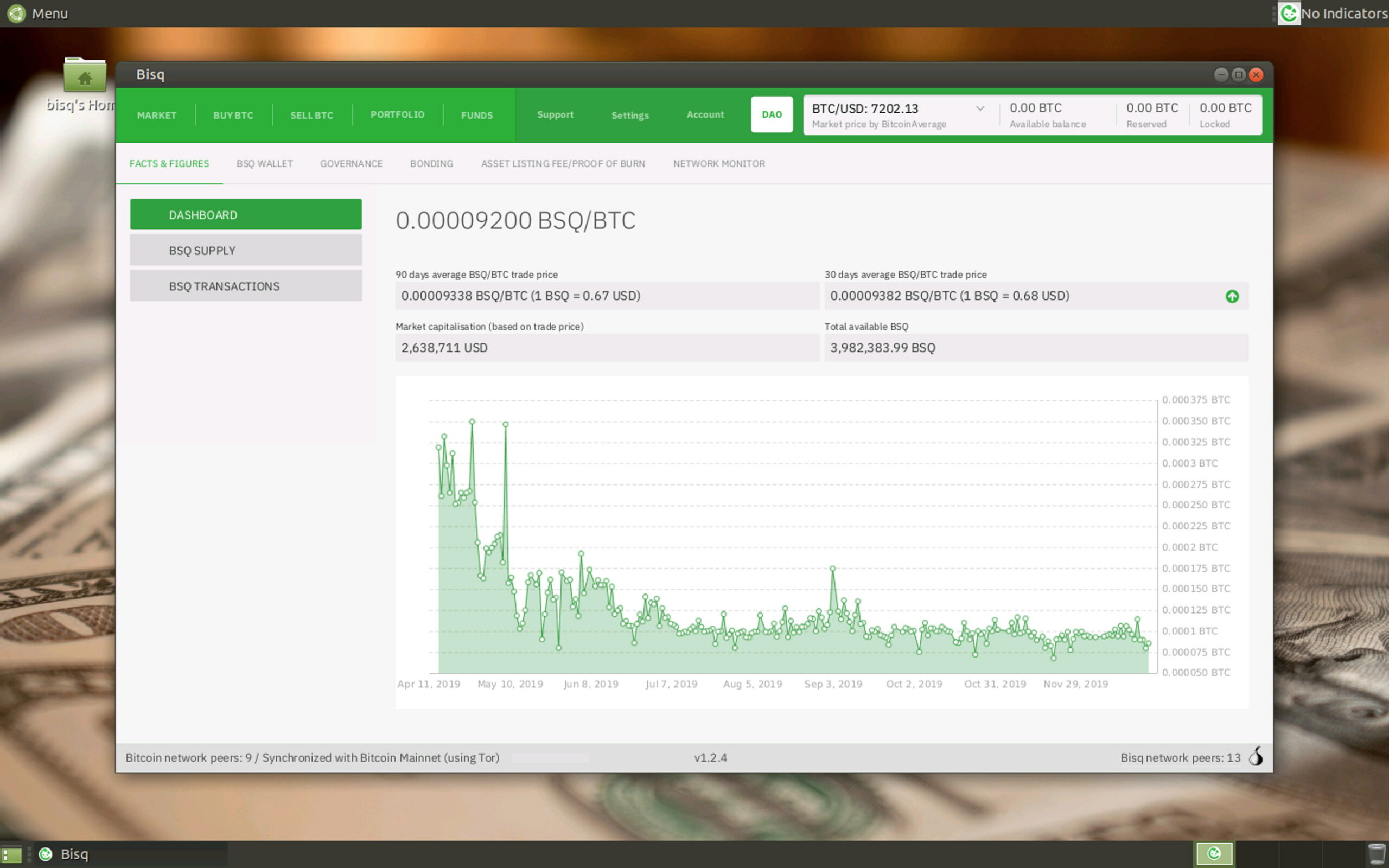 Bisq P2P crypto trading platform screenshot