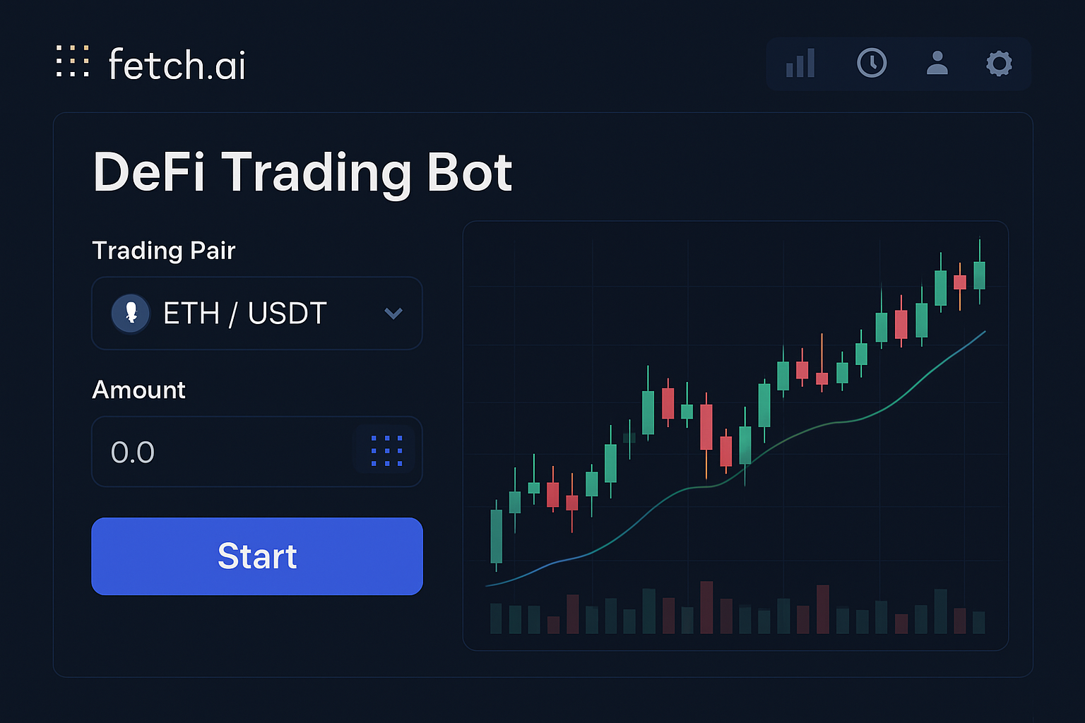Fetch.ai DeFi trading bot interface