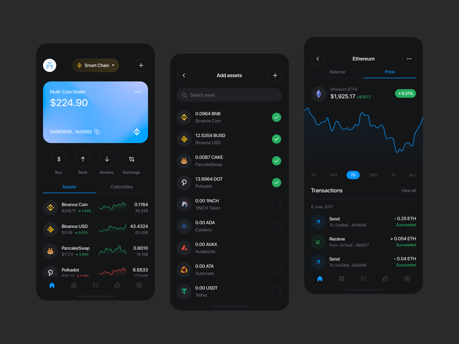 multi-chain wallet interface screenshot