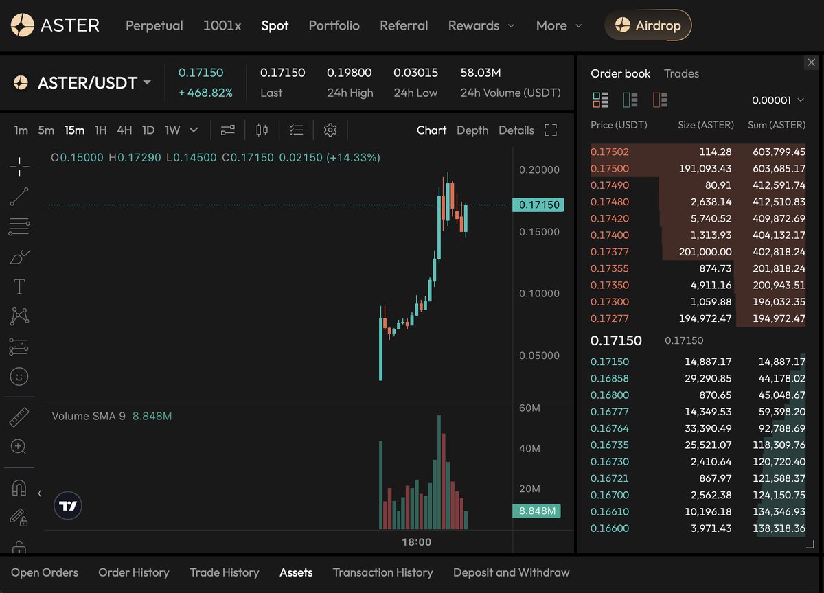 Hibachi DEX order book interface