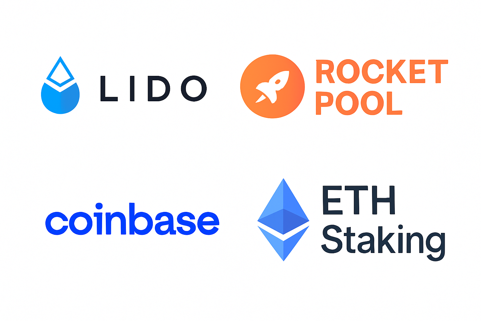 Lido Rocket Pool Coinbase ETH staking logos