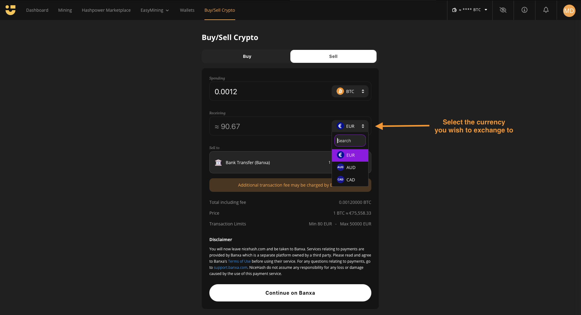 crypto business bank fiat conversion dashboard