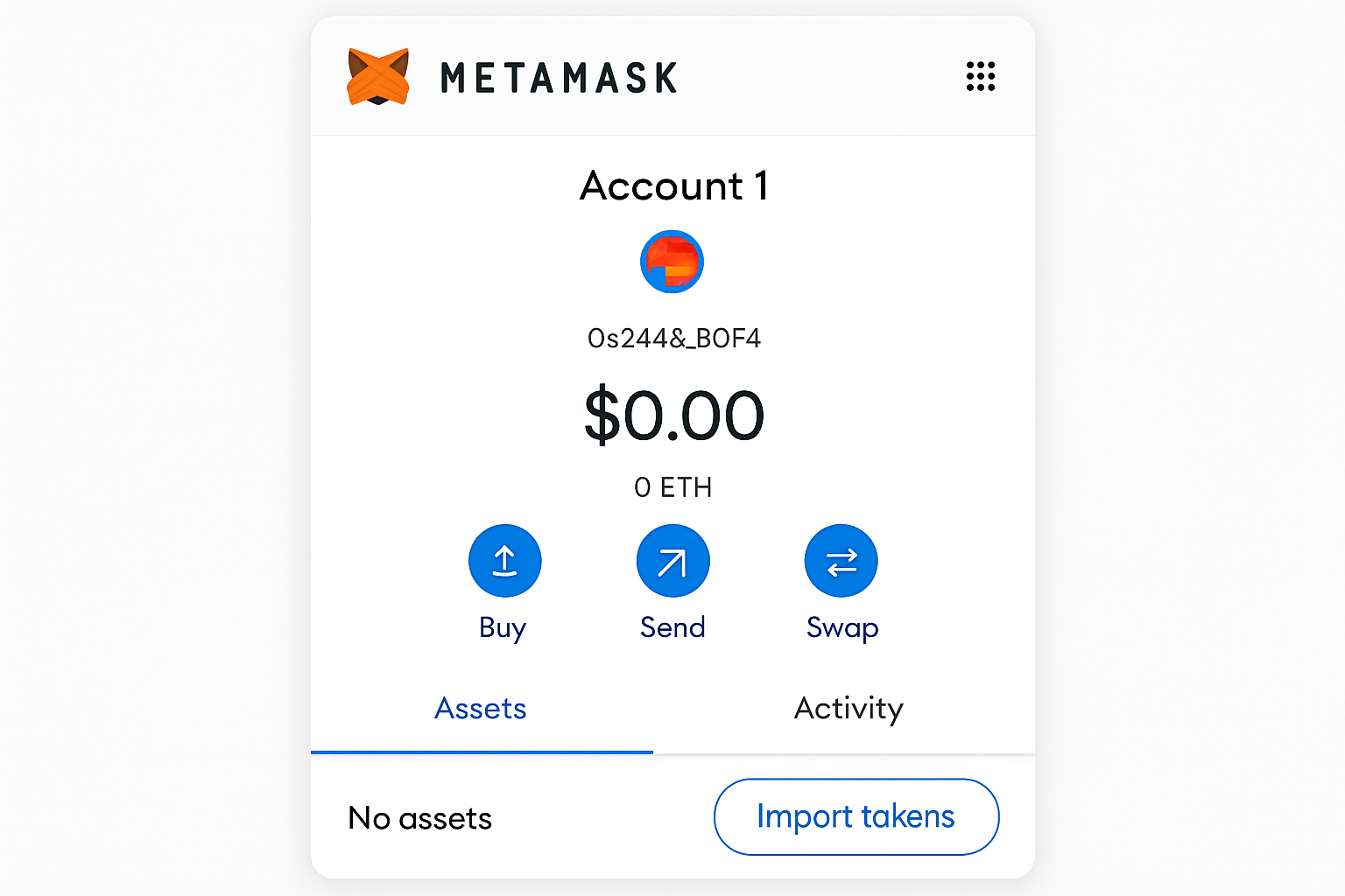 MetaMask wallet interface