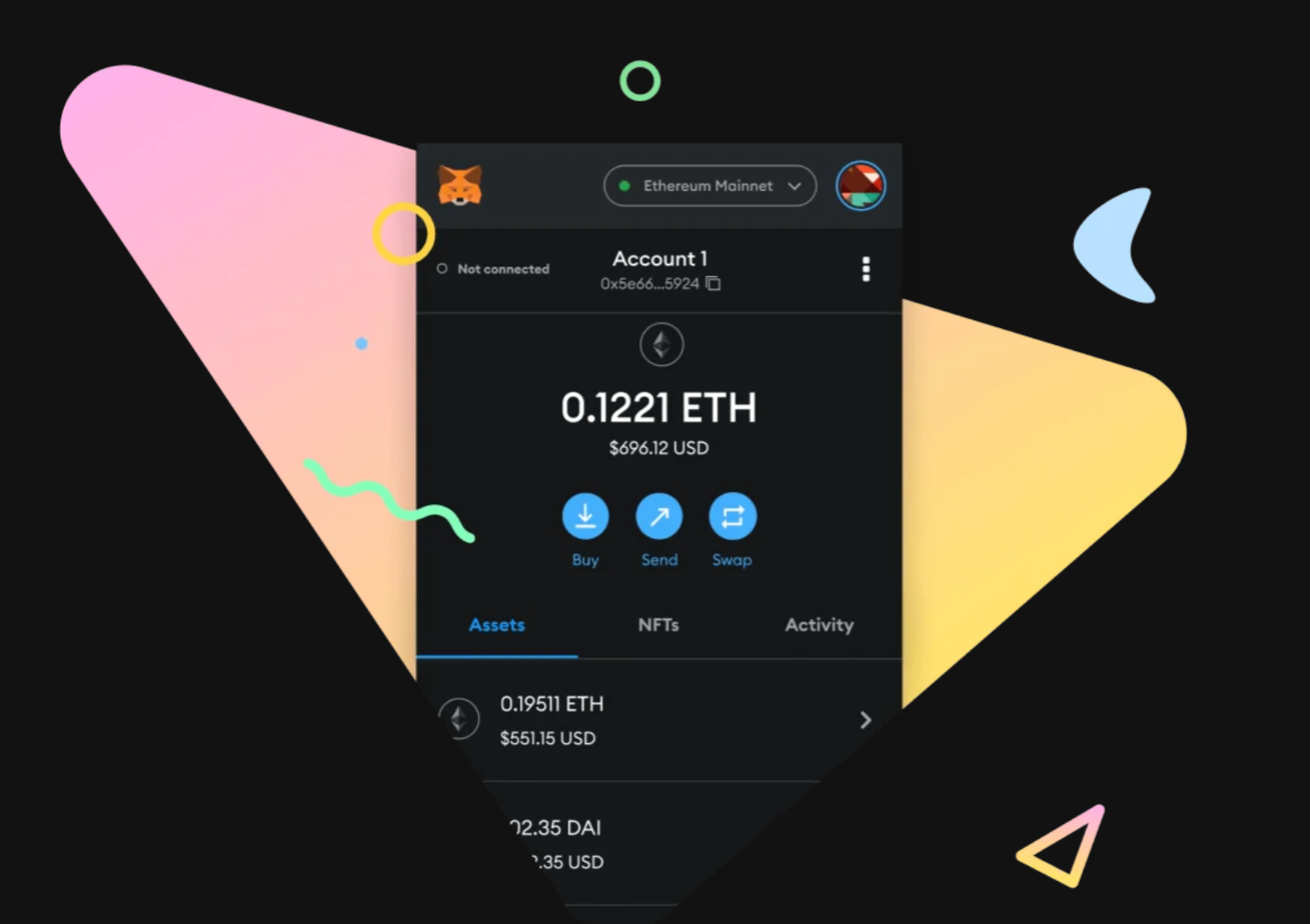MetaMask wallet setup interface