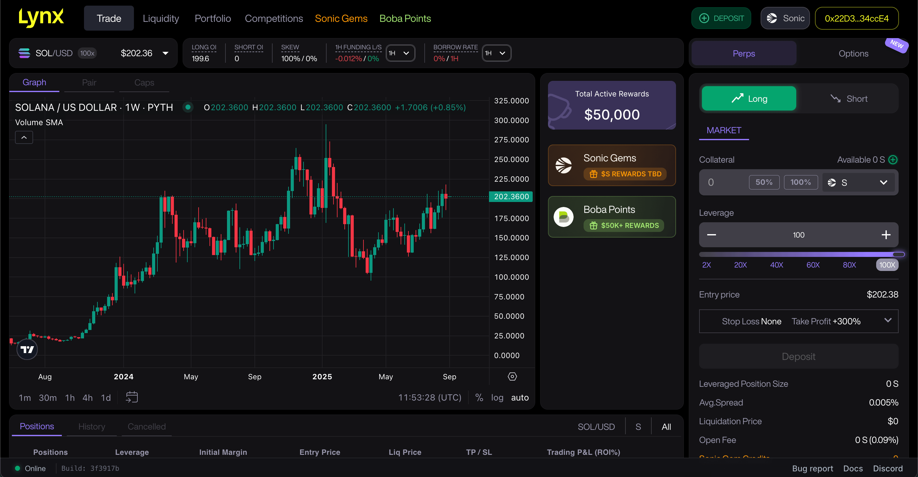 gasless crypto trading interface