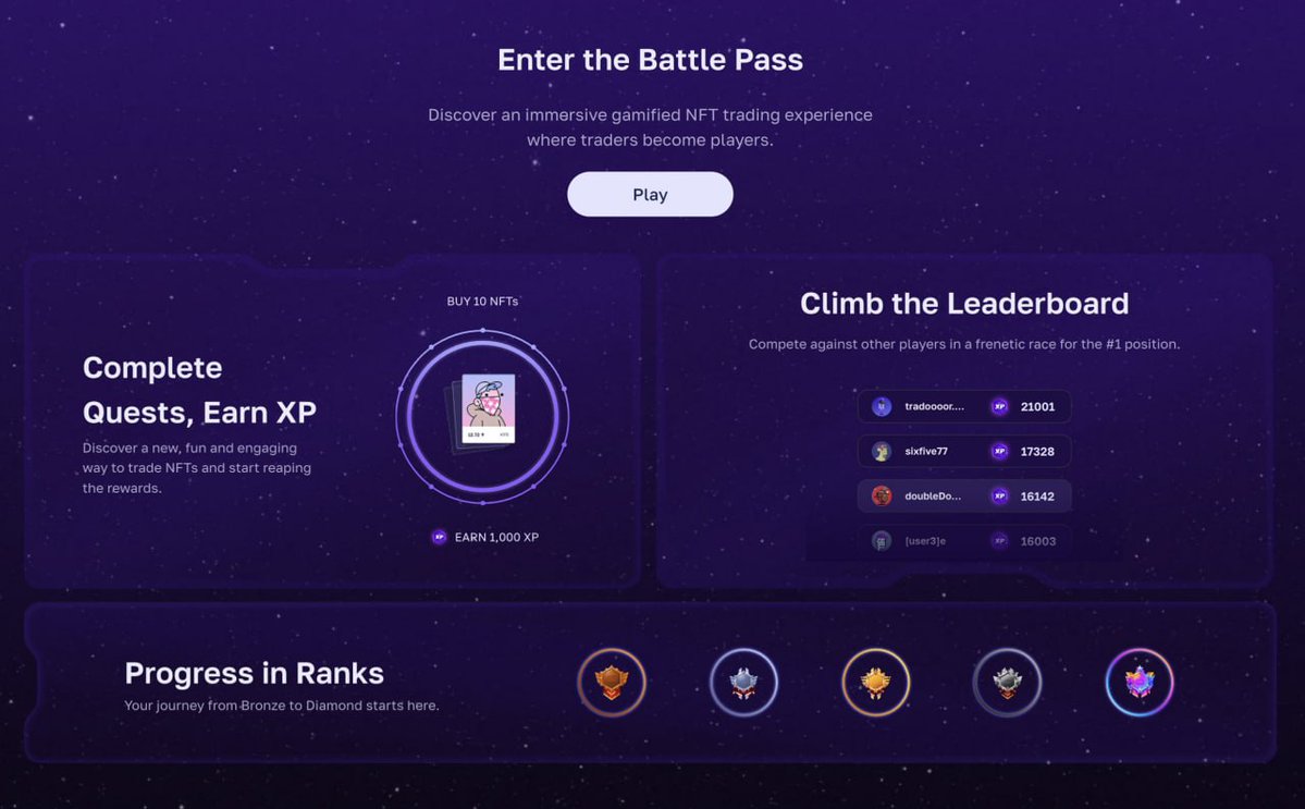 Spaace.io Battle Pass NFT quests interface