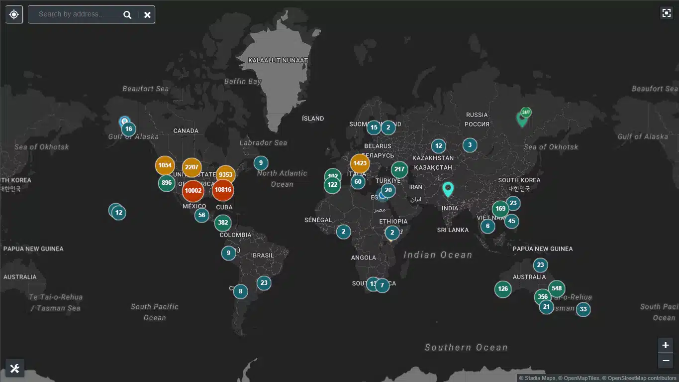 crypto debit card global availability map