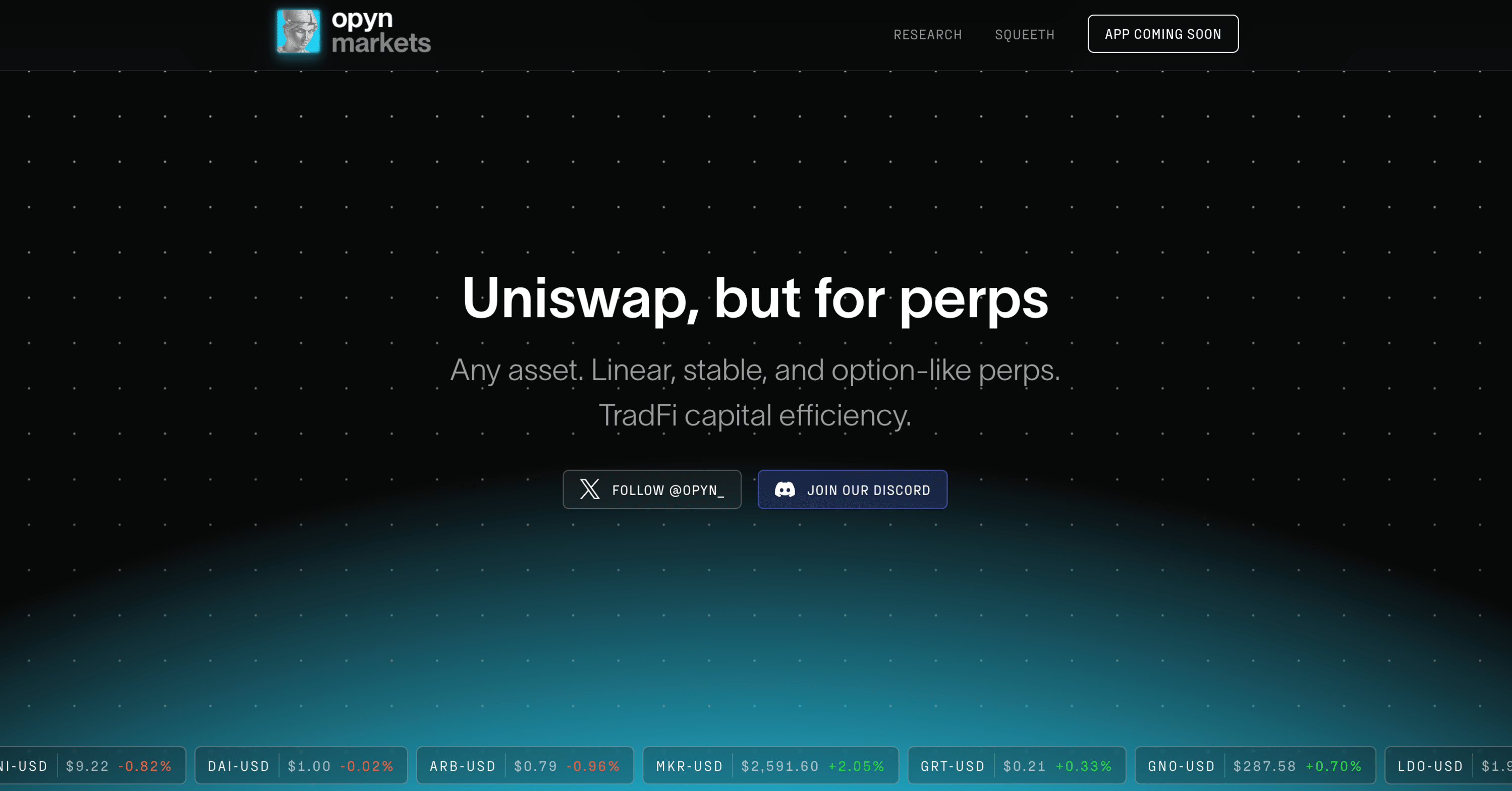 Opyn DeFi options trading dashboard